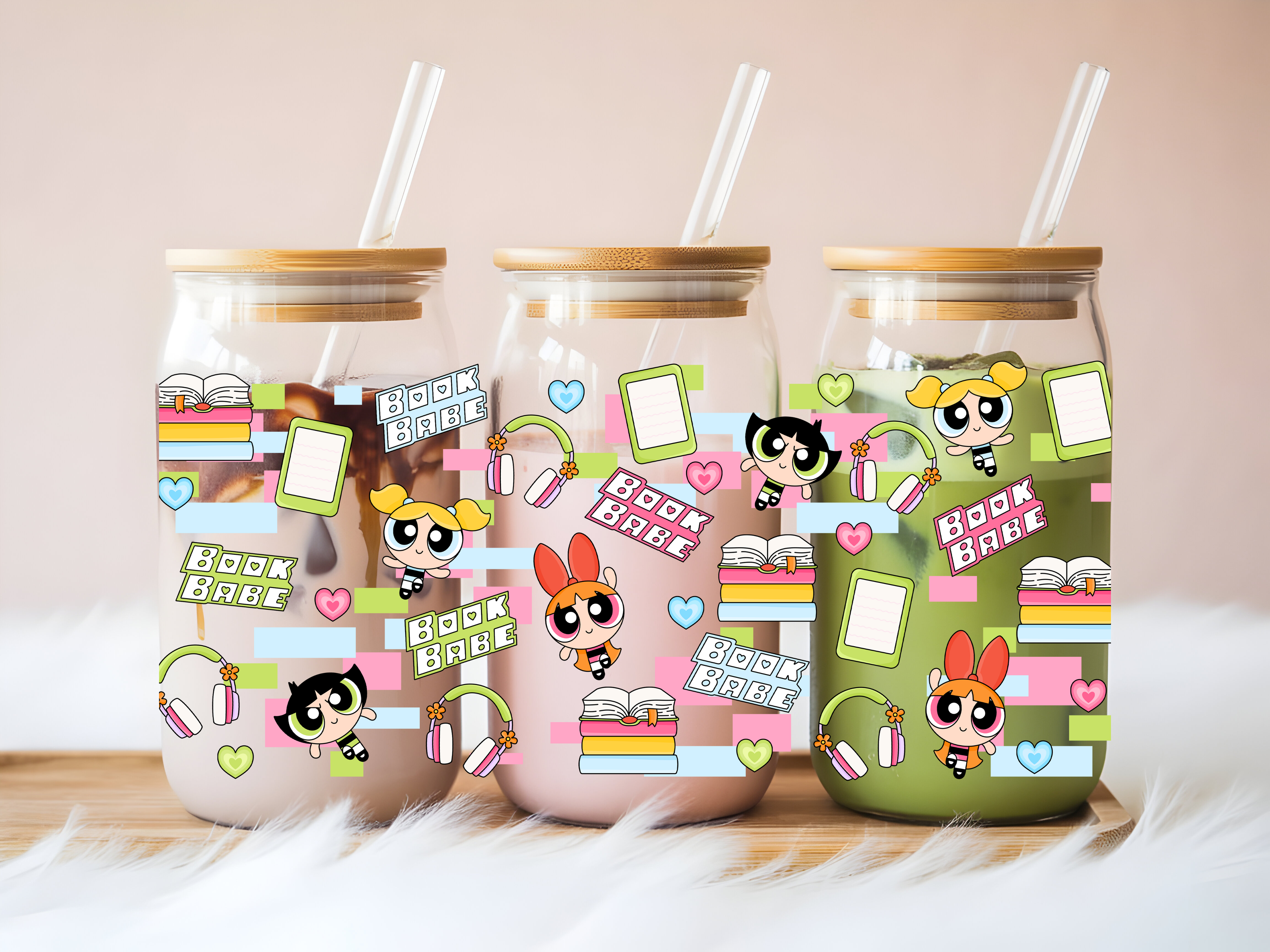 Power Puff Book Babe Glass Can
