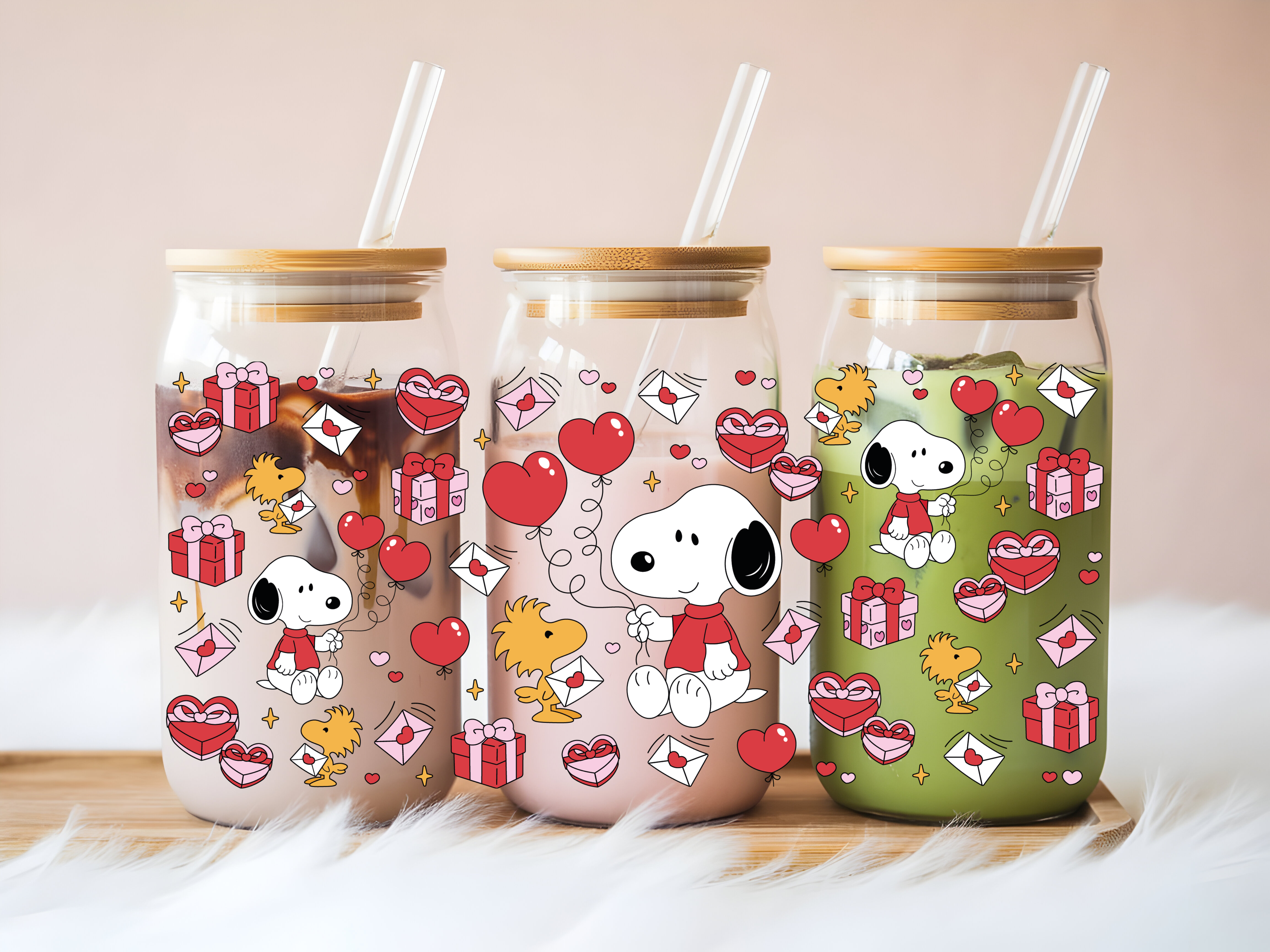 Sweet Beagle Valentine Glass Can