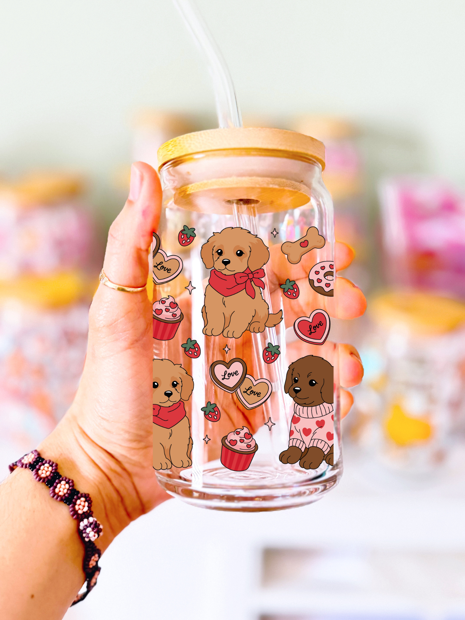 Puppy Love Glass Can