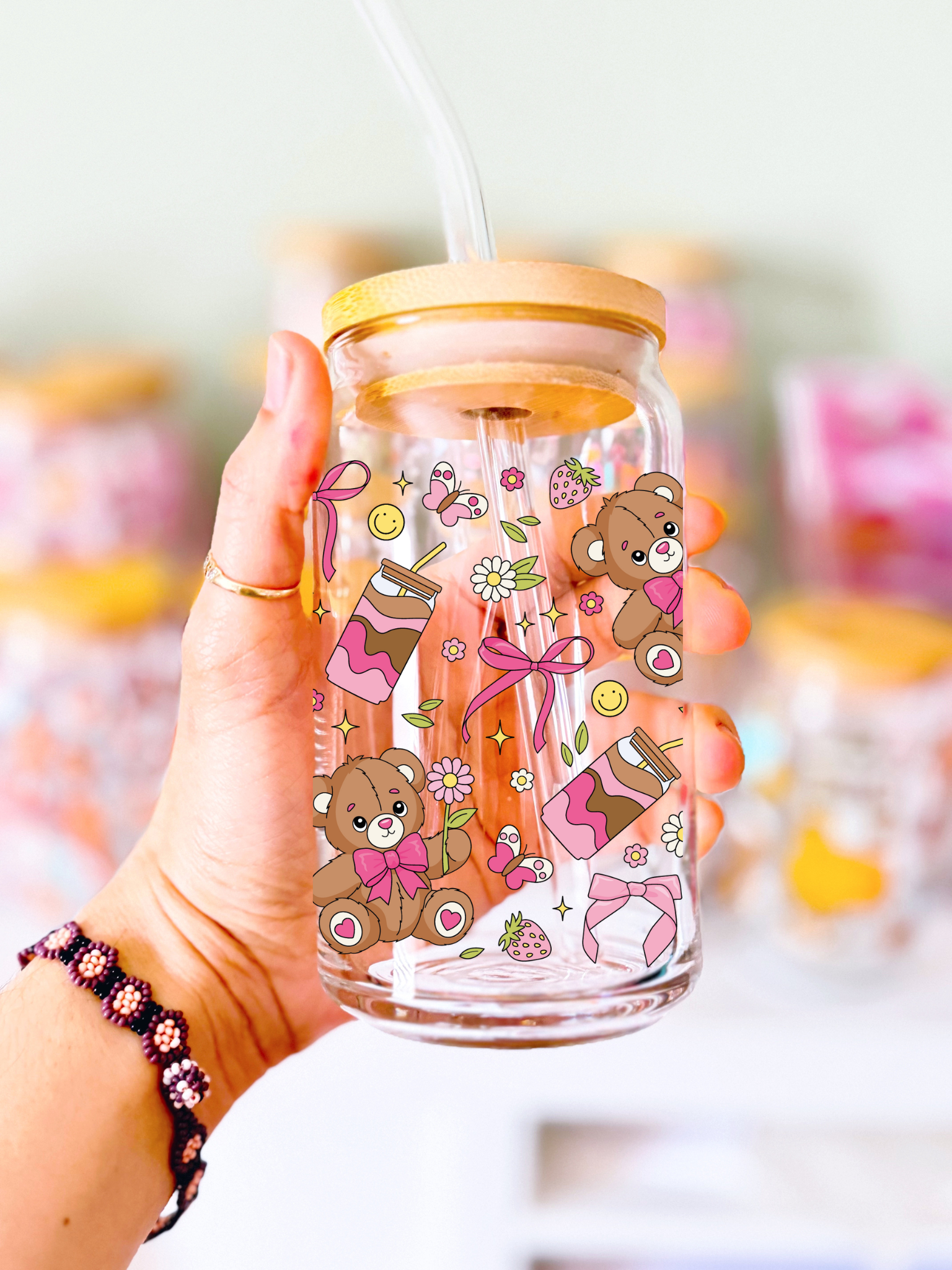 Teddy & Coffee Glass Can