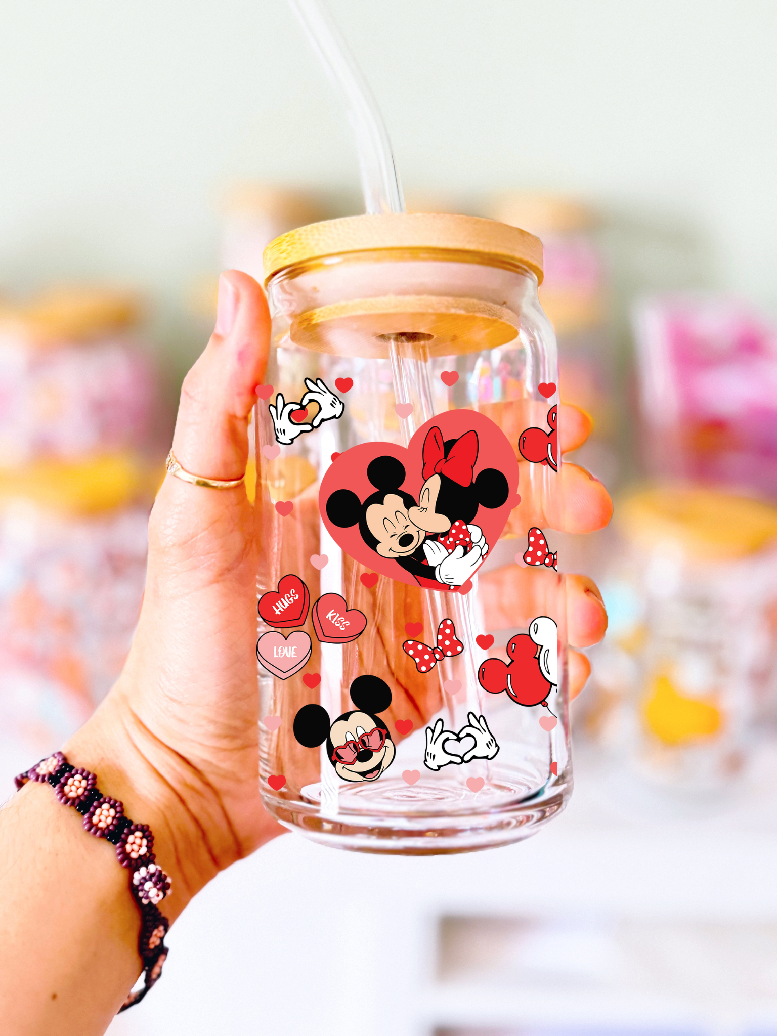 Mouse Couple Valentine Glass Cup