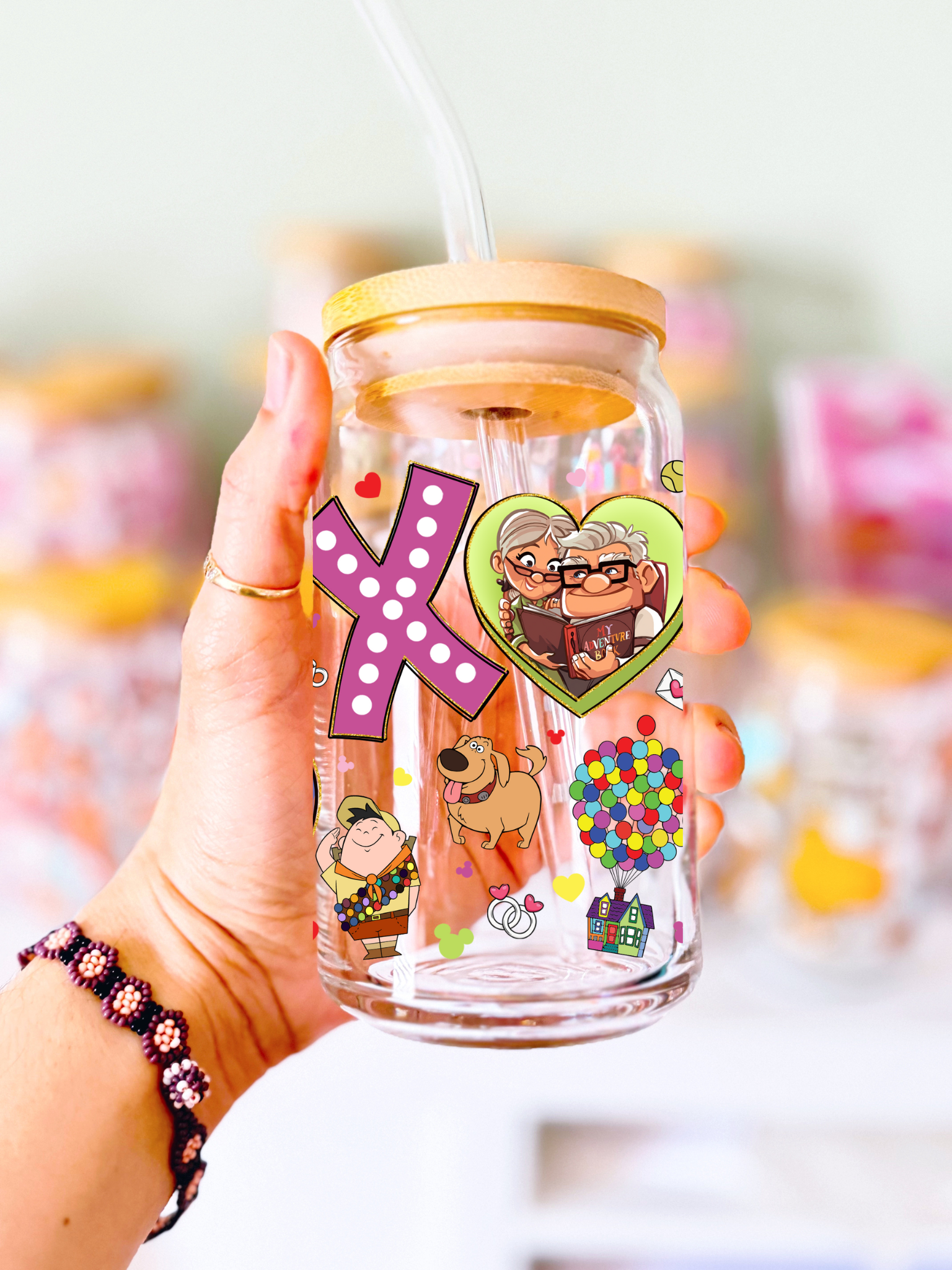 Carl & Ellie Valentine Glass Cup