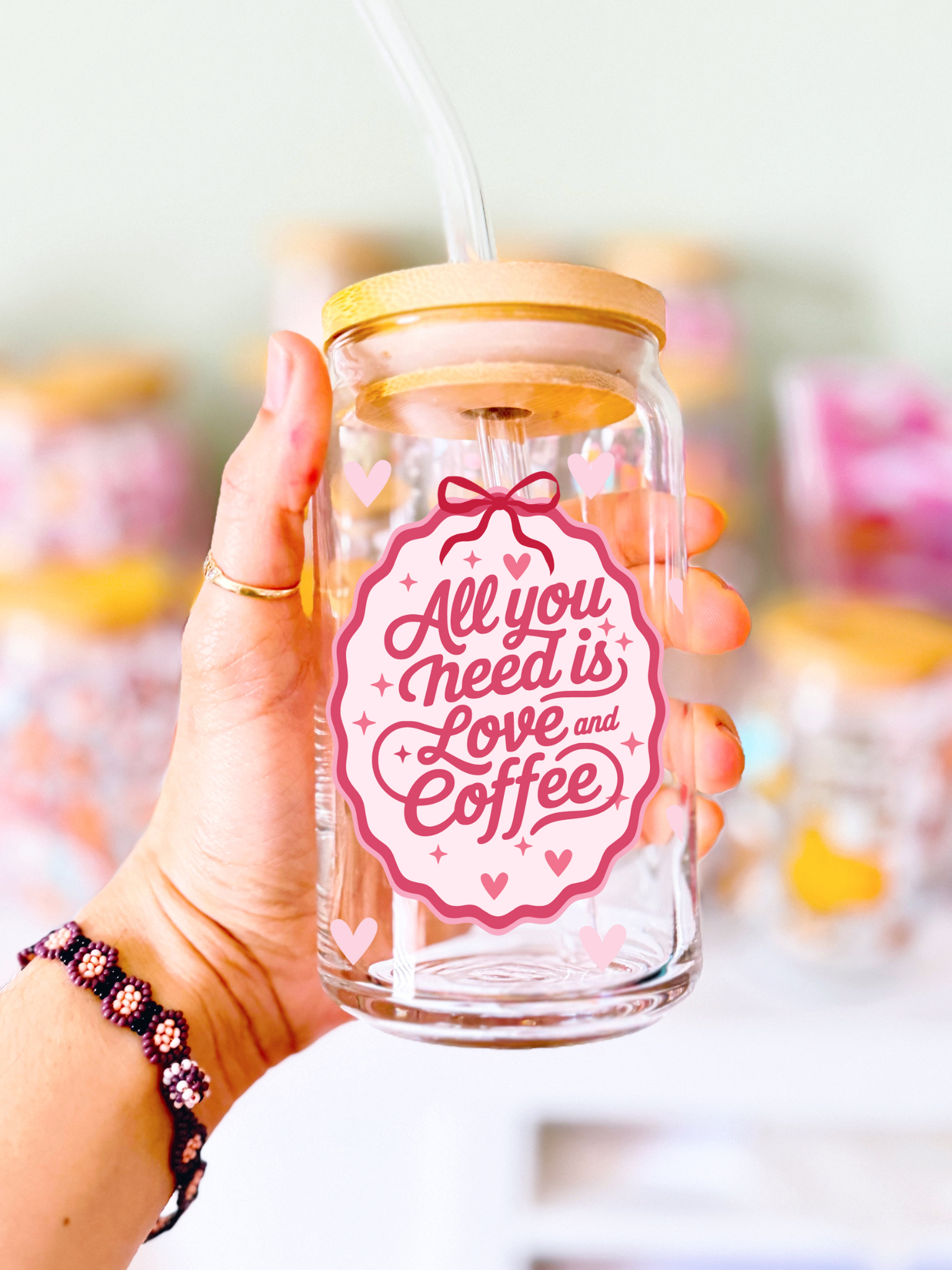 All I Need is Love & Coffee Glass Can