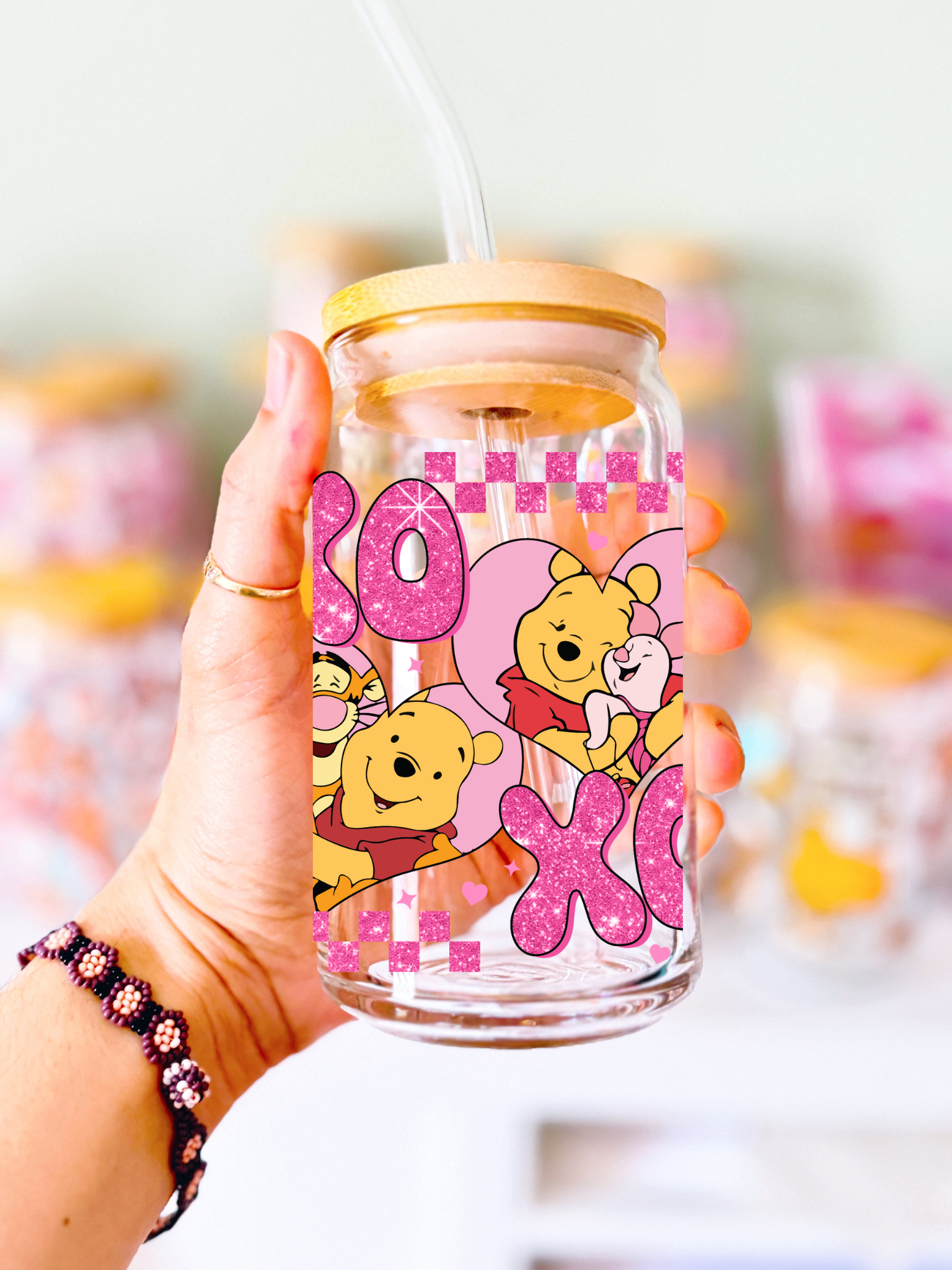 Bear and Friends Valentine Glass Cup