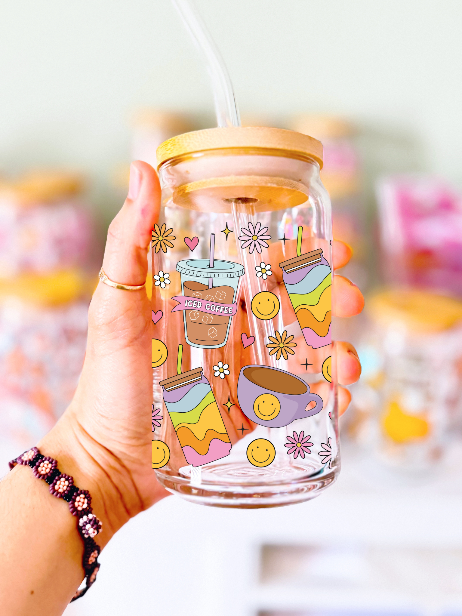 Rainbow Iced Coffee Glass Can