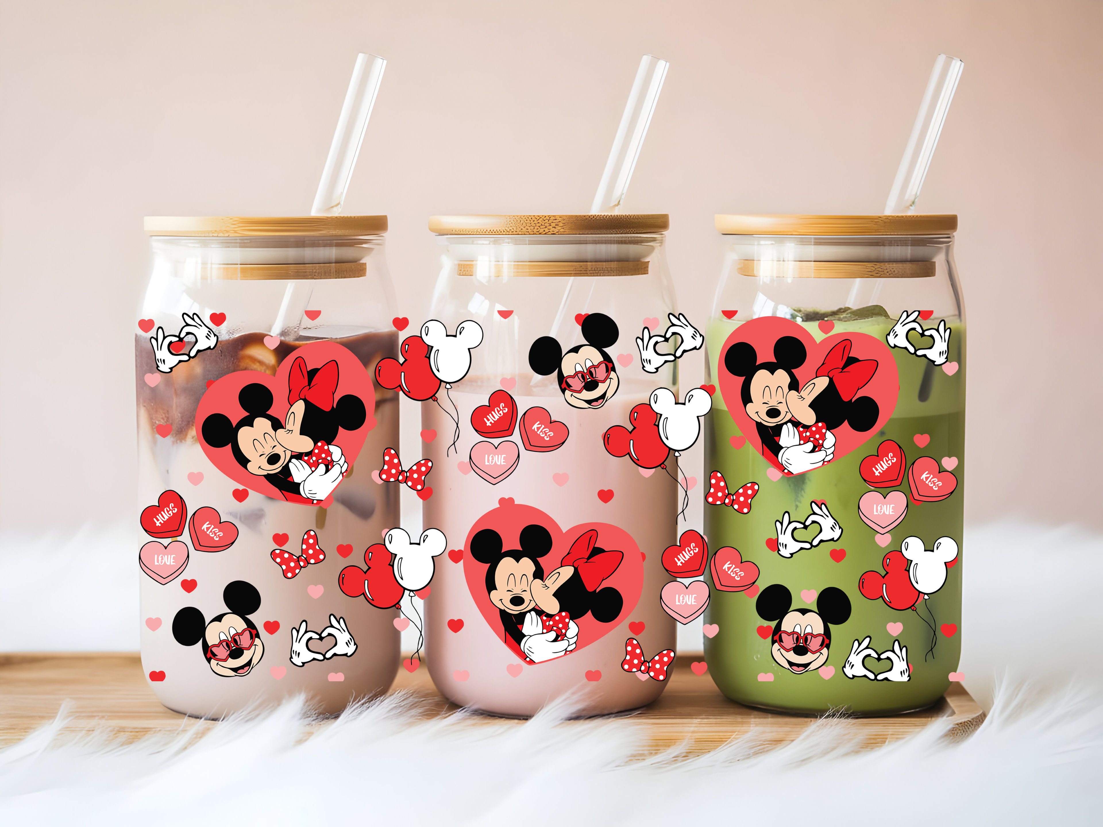 Mouse Couple Valentine Glass Cup