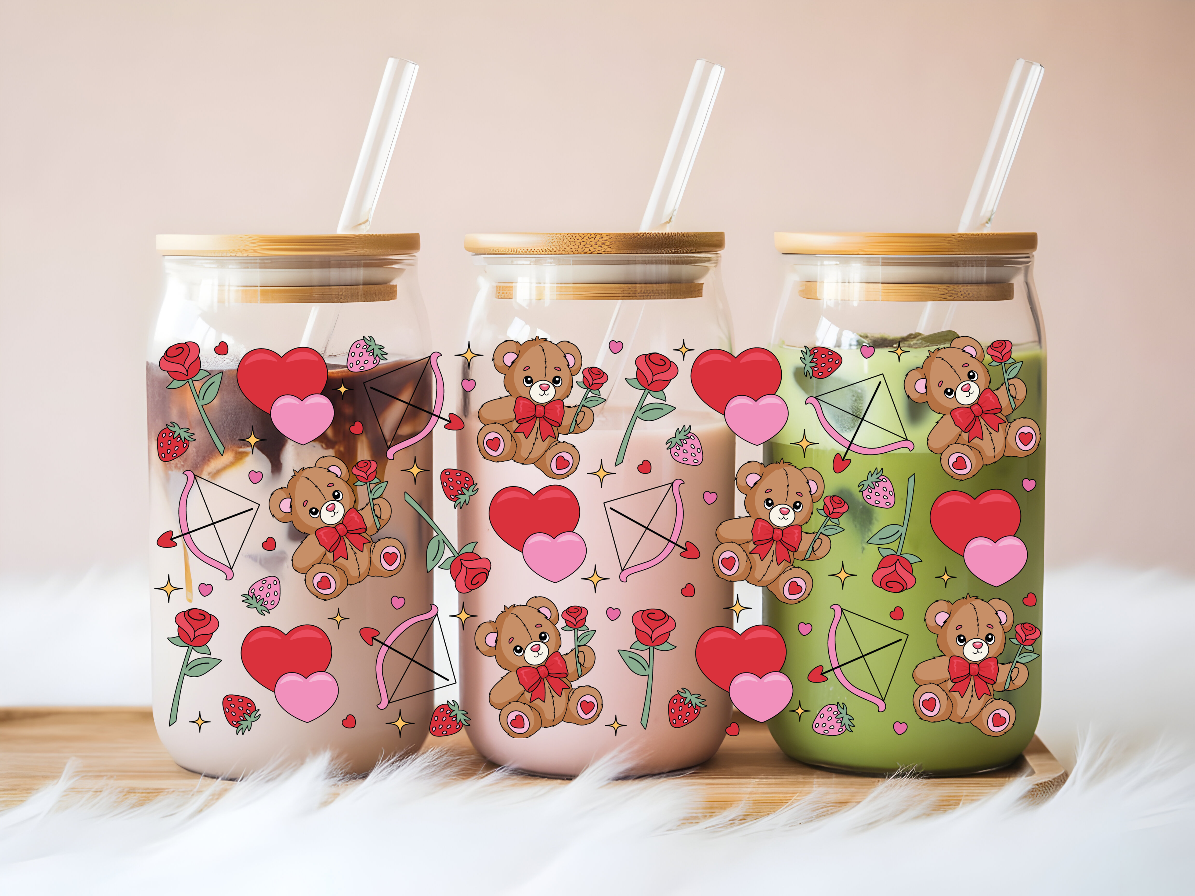 Beary Sweet Love Glass Can