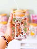 Strawberry Bloom Glass Can