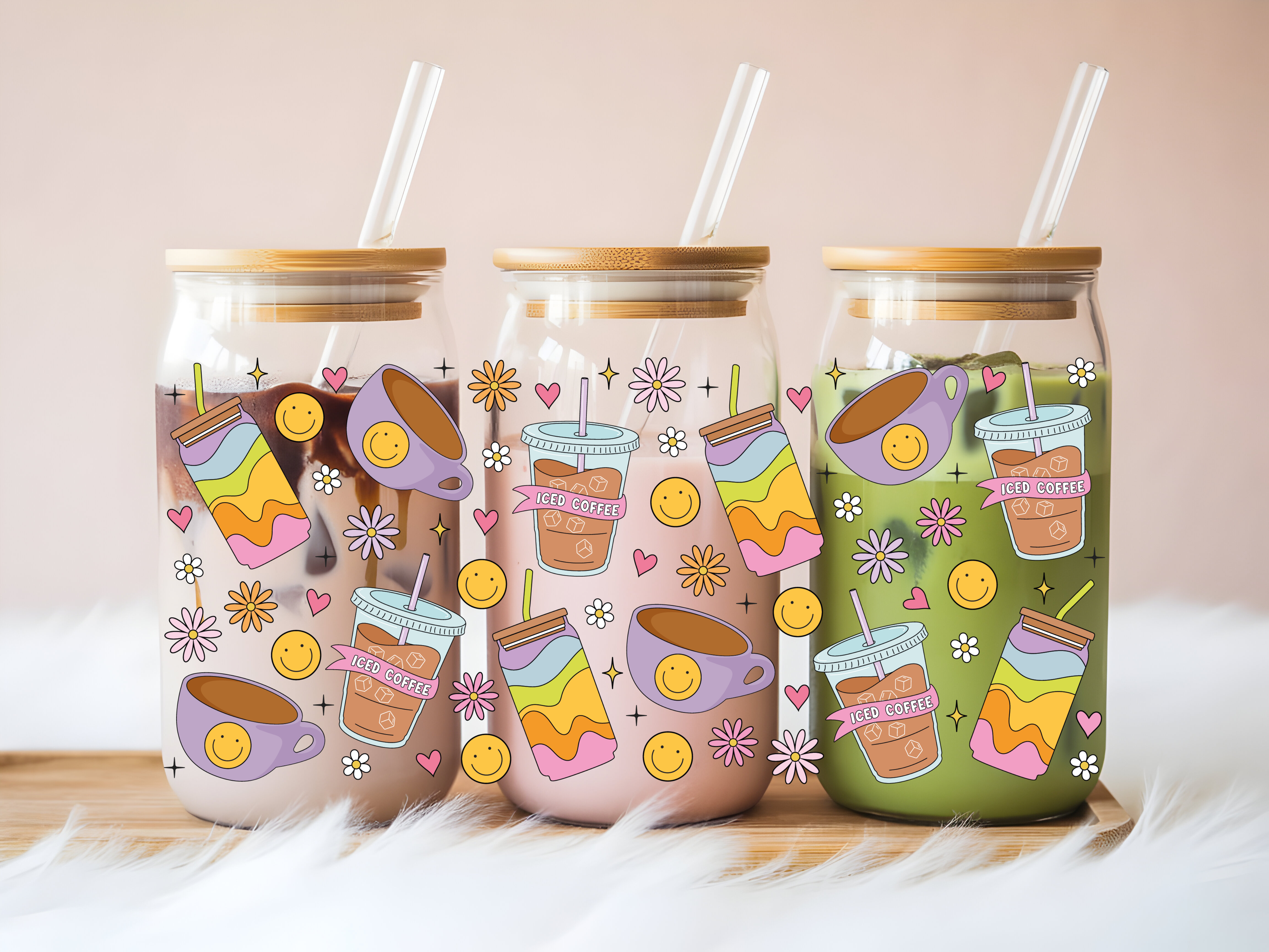 Rainbow Iced Coffee Glass Can