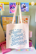 Fluent in Book Quotes & Sarcasm | Bookish Canvas Tote Bag