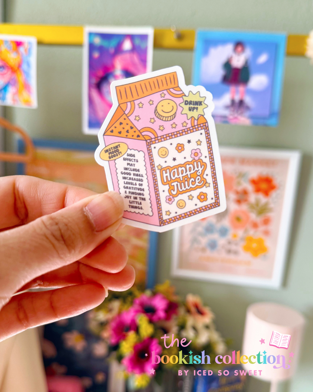 Happy Juice Water-Resistant Vinyl Sticker | Cute Retro Drink Carton Sticker | Approx. 2.5 Inches