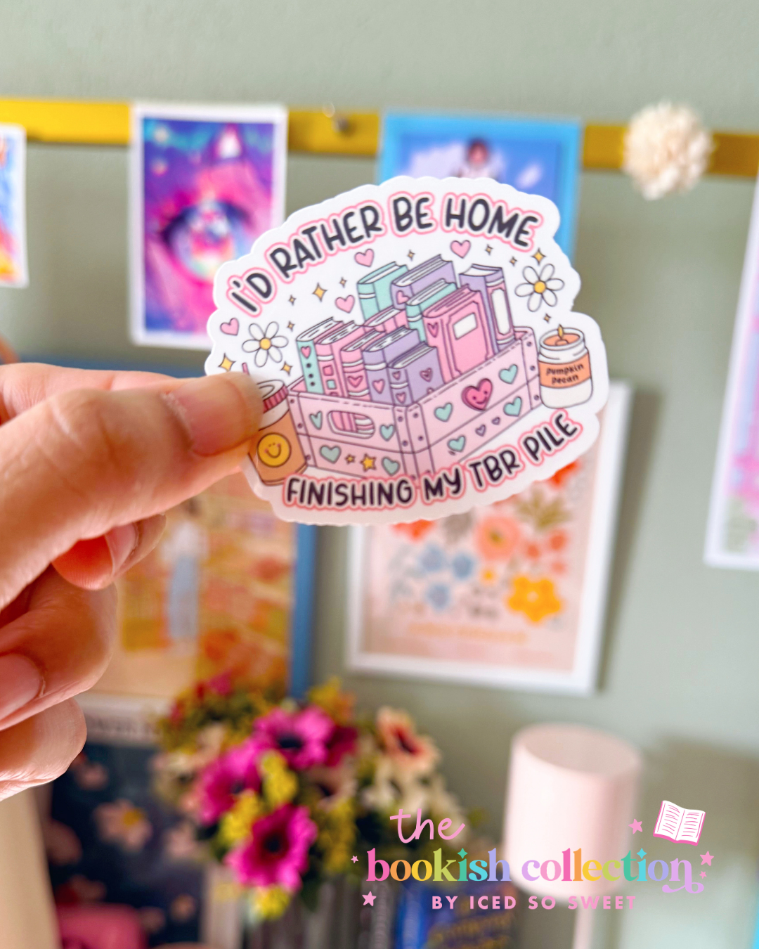I’d Rather Be Home Finishing My TBR Pile Water-Resistant Vinyl Sticker | Cute Book Lover Sticker | Approx. 2.5 Inches