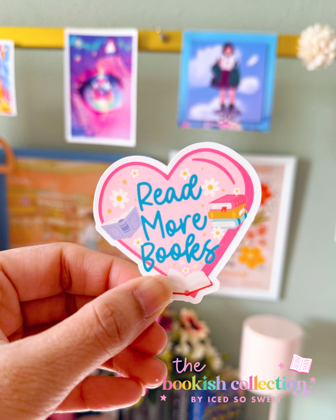 Read More Books Heart Water-Resistant Vinyl Sticker | Cute Bookish Sticker | Approx. 2.5 Inches