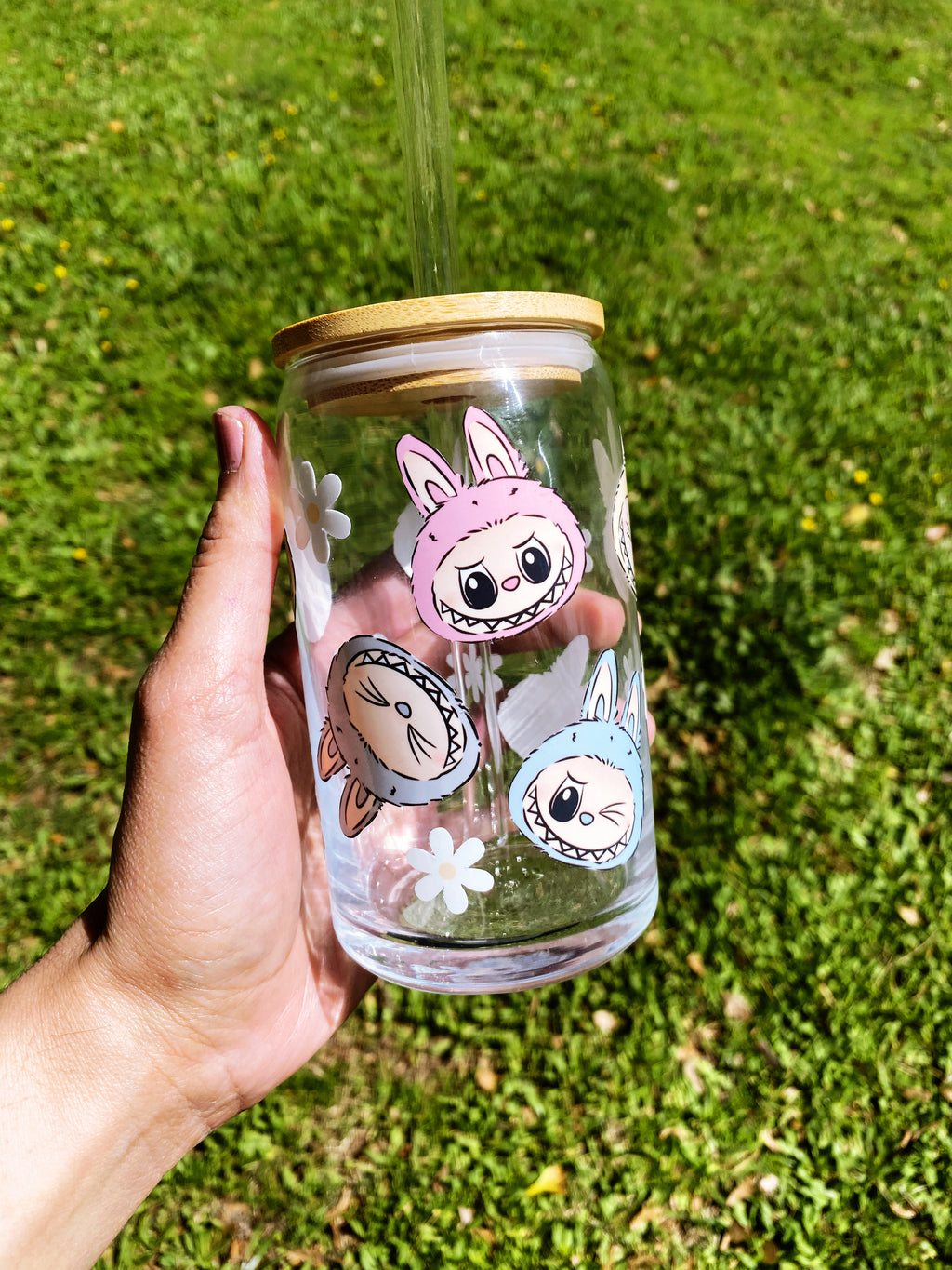Labubu Faces Glass Can Tumbler