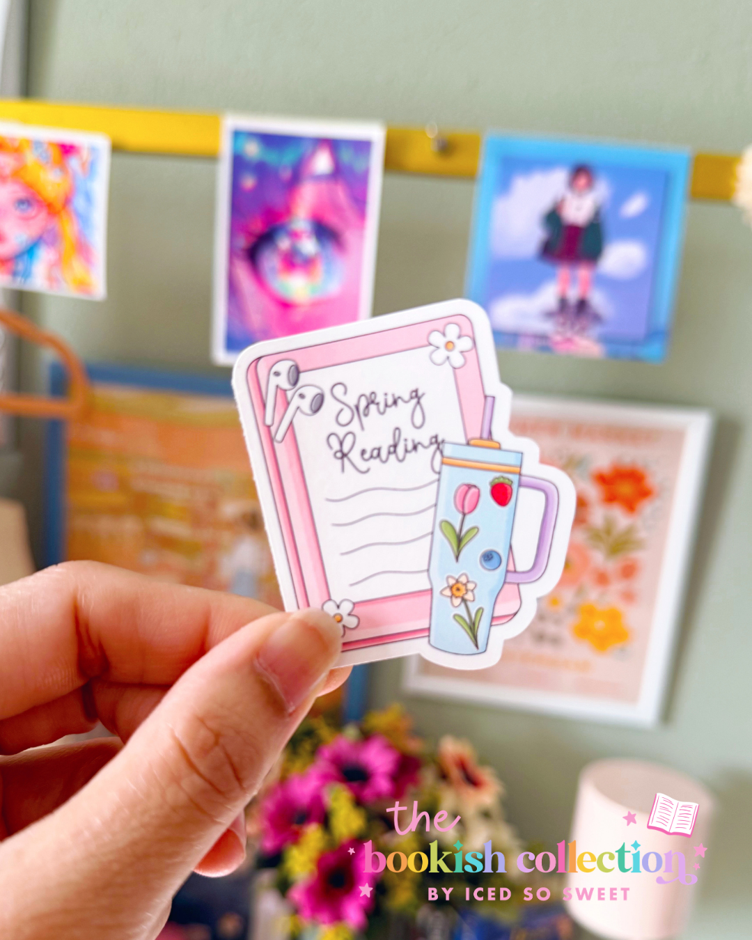 Spring Reading Water-Resistant Vinyl Sticker | Cute Floral Bookish Sticker | Approx. 2.5 Inches