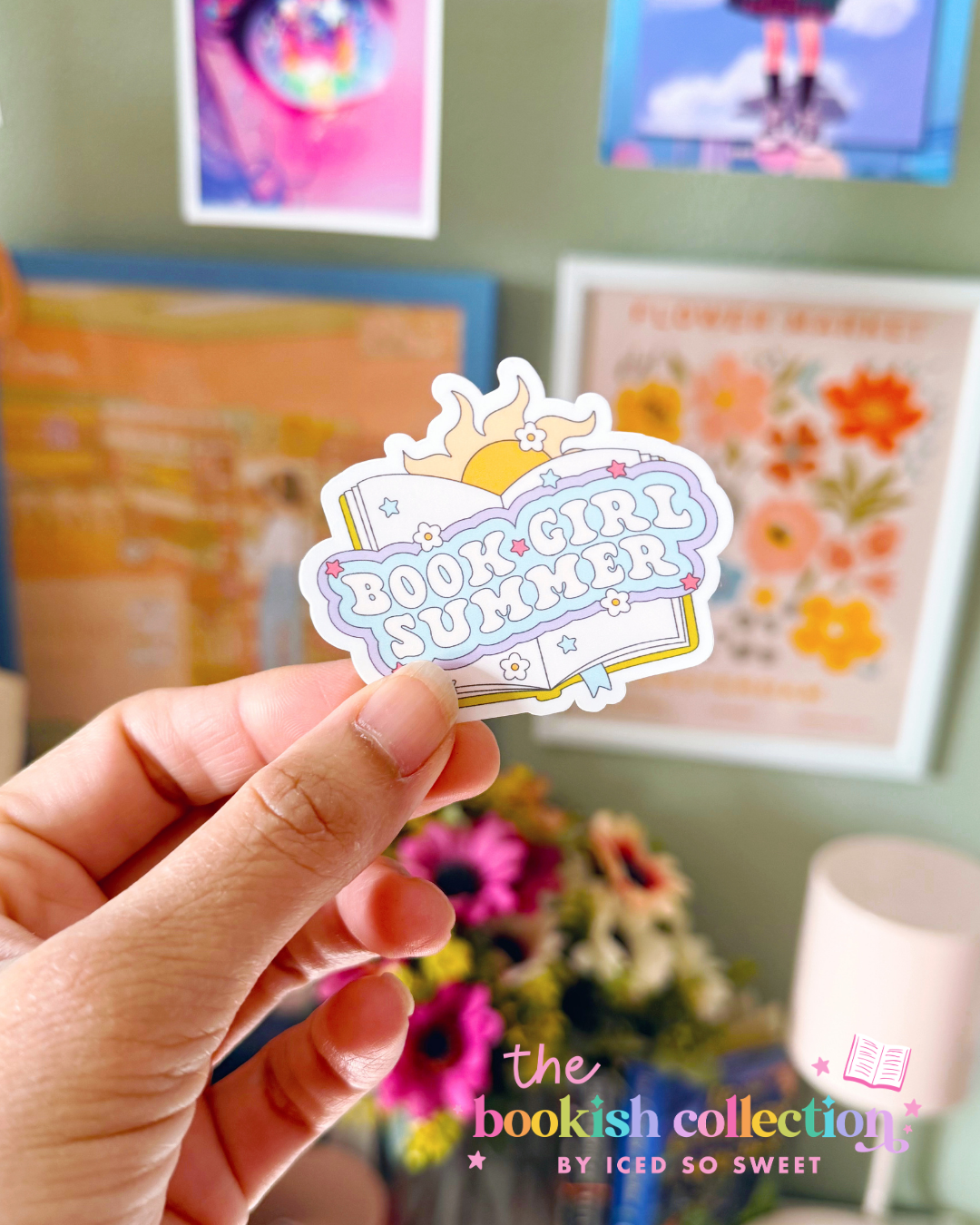 Book Girl Summer Water-Resistant Vinyl Sticker | Cute Book Lover Sticker | Approx. 2.5 Inches