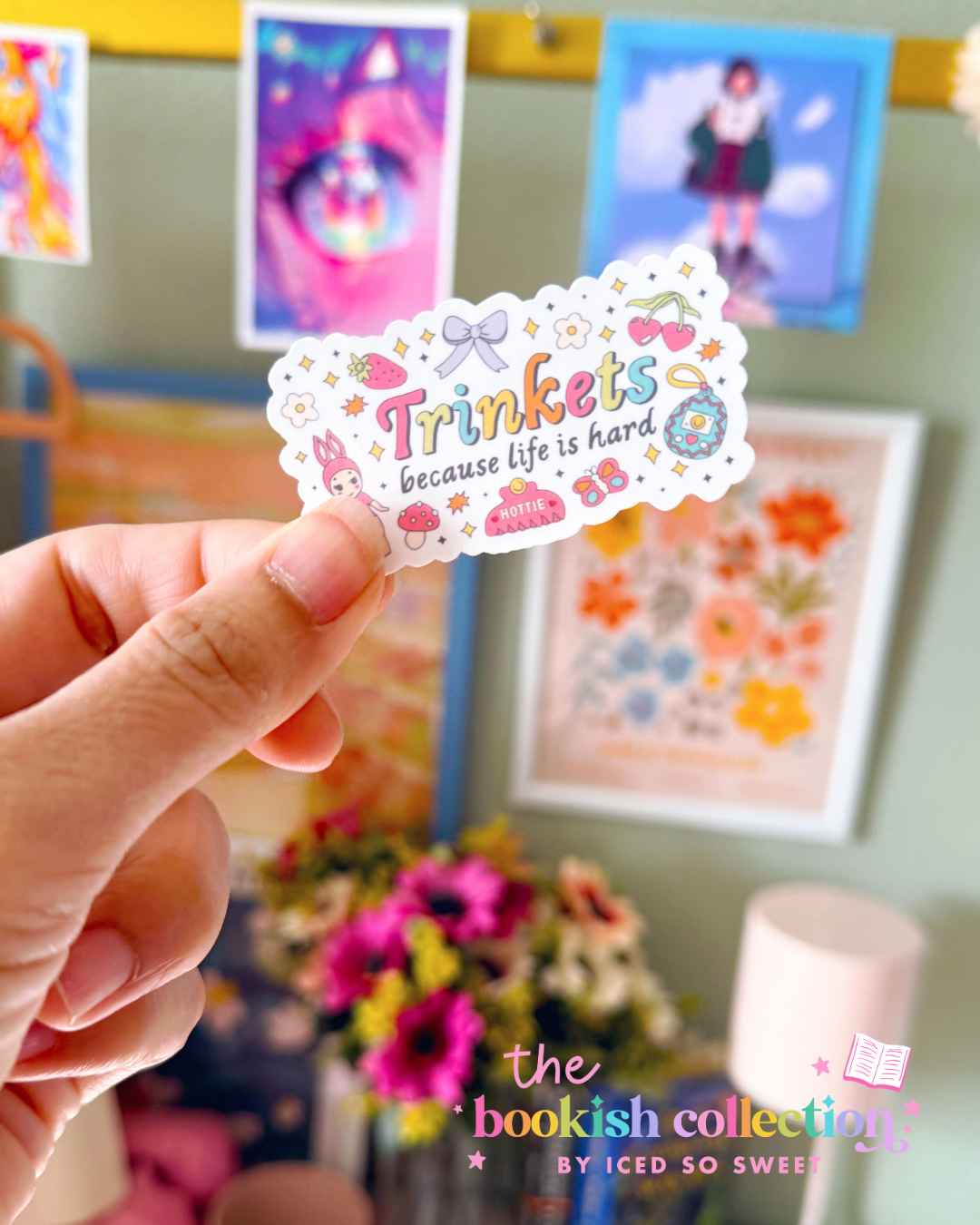 Trinkets Because Life Is Hard Water-Resistant Vinyl Sticker | Cute Kawaii Sticker | Approx. 2.5 Inches