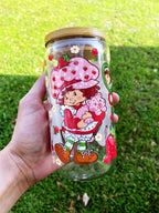 Strawberry Girl Glass Can