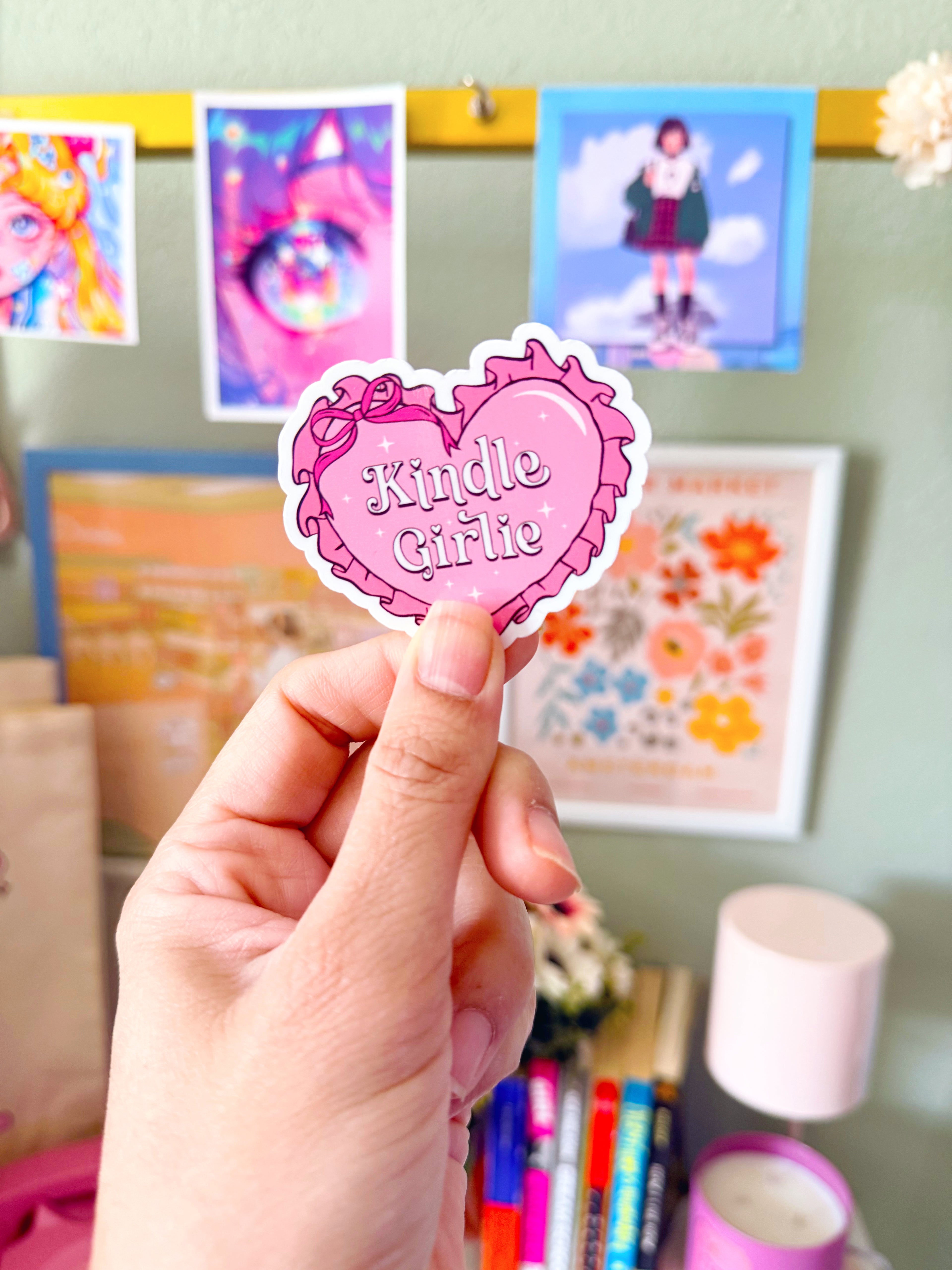 Kindle Girlie Pink Heart Sticker