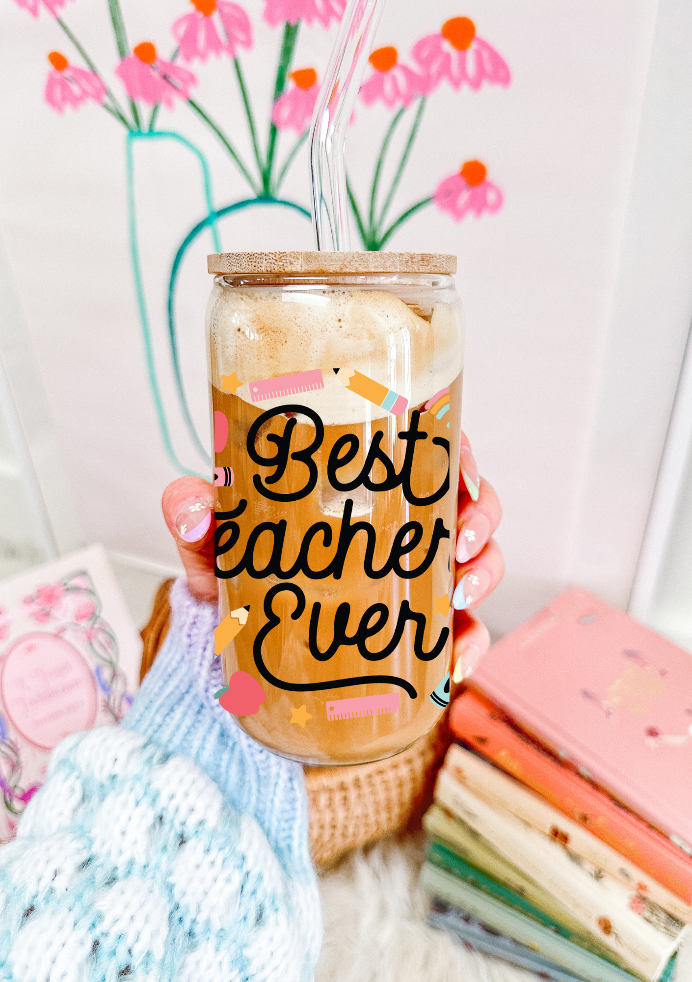 Best Teacher Ever Glass Can