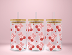 Pink Bow Cherry Glass Can