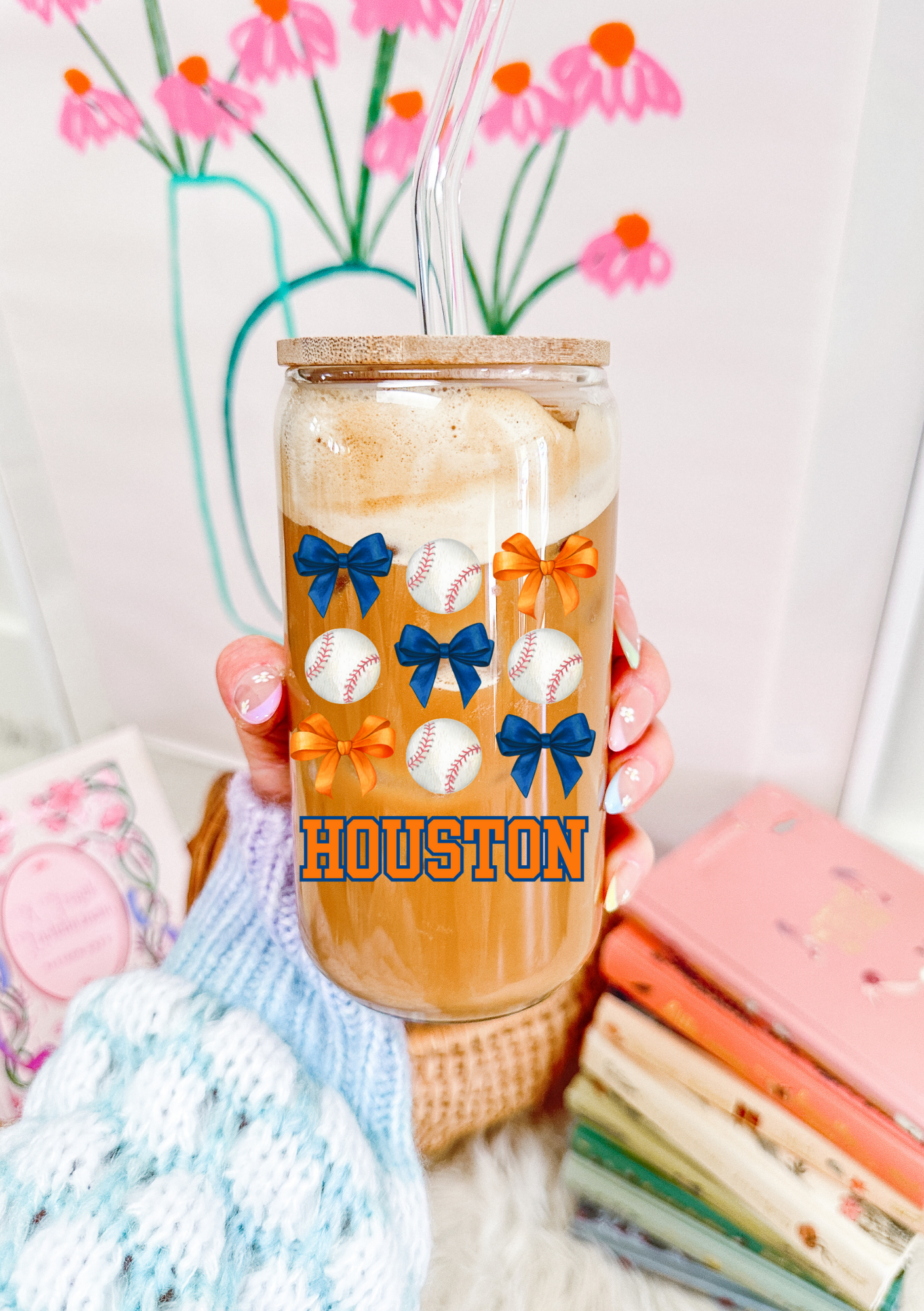 Coquette Houston Baseball Glass Can