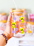 Daisy Cheeks Smiley Face Glass Can