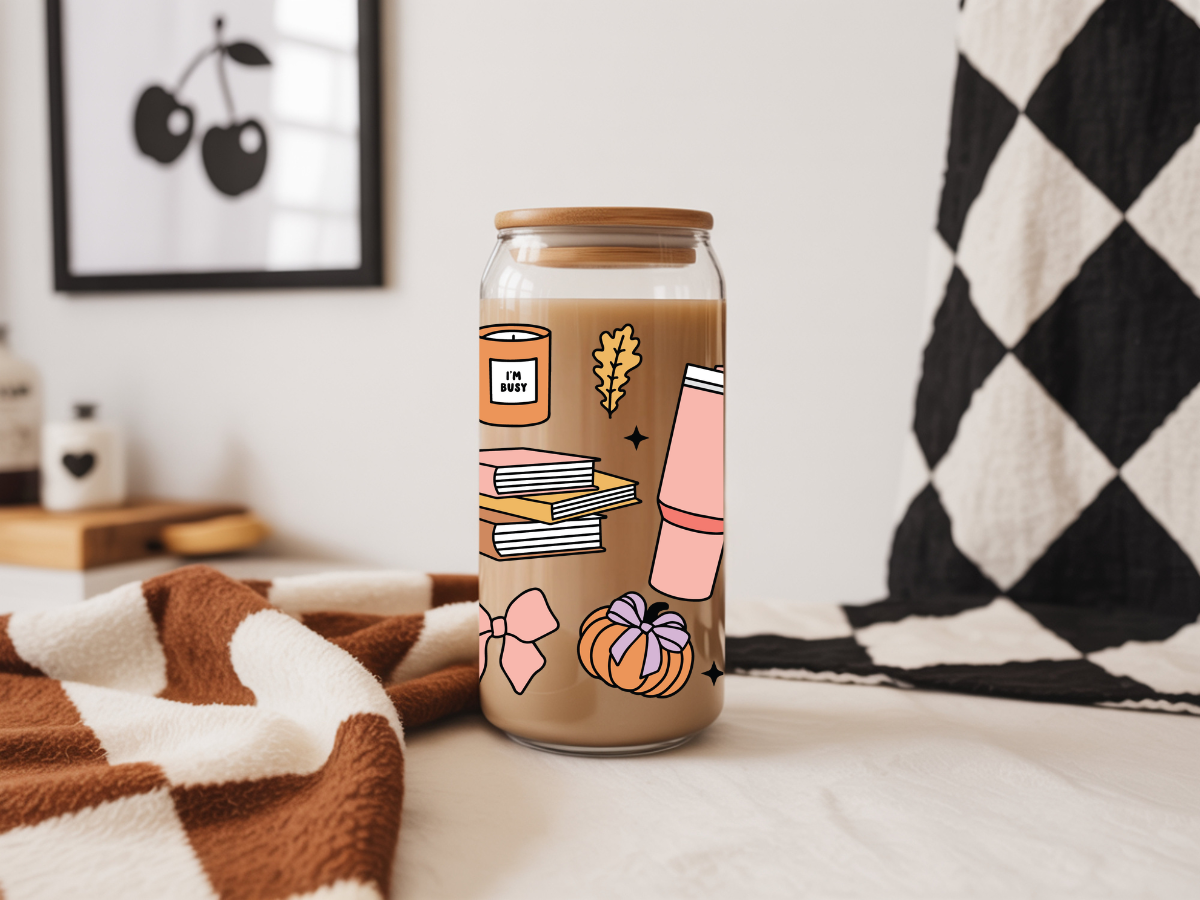Fall Girly Glass Can