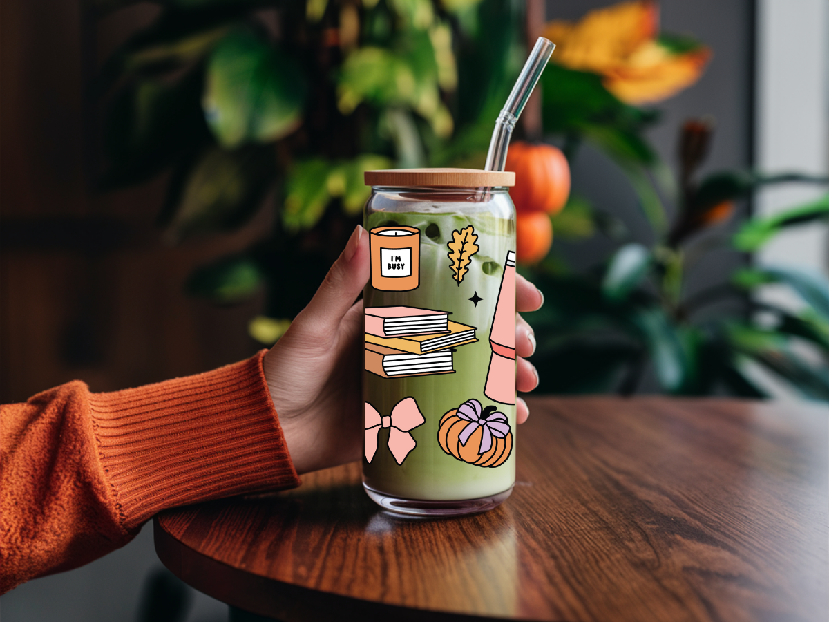 Fall Girly Glass Can