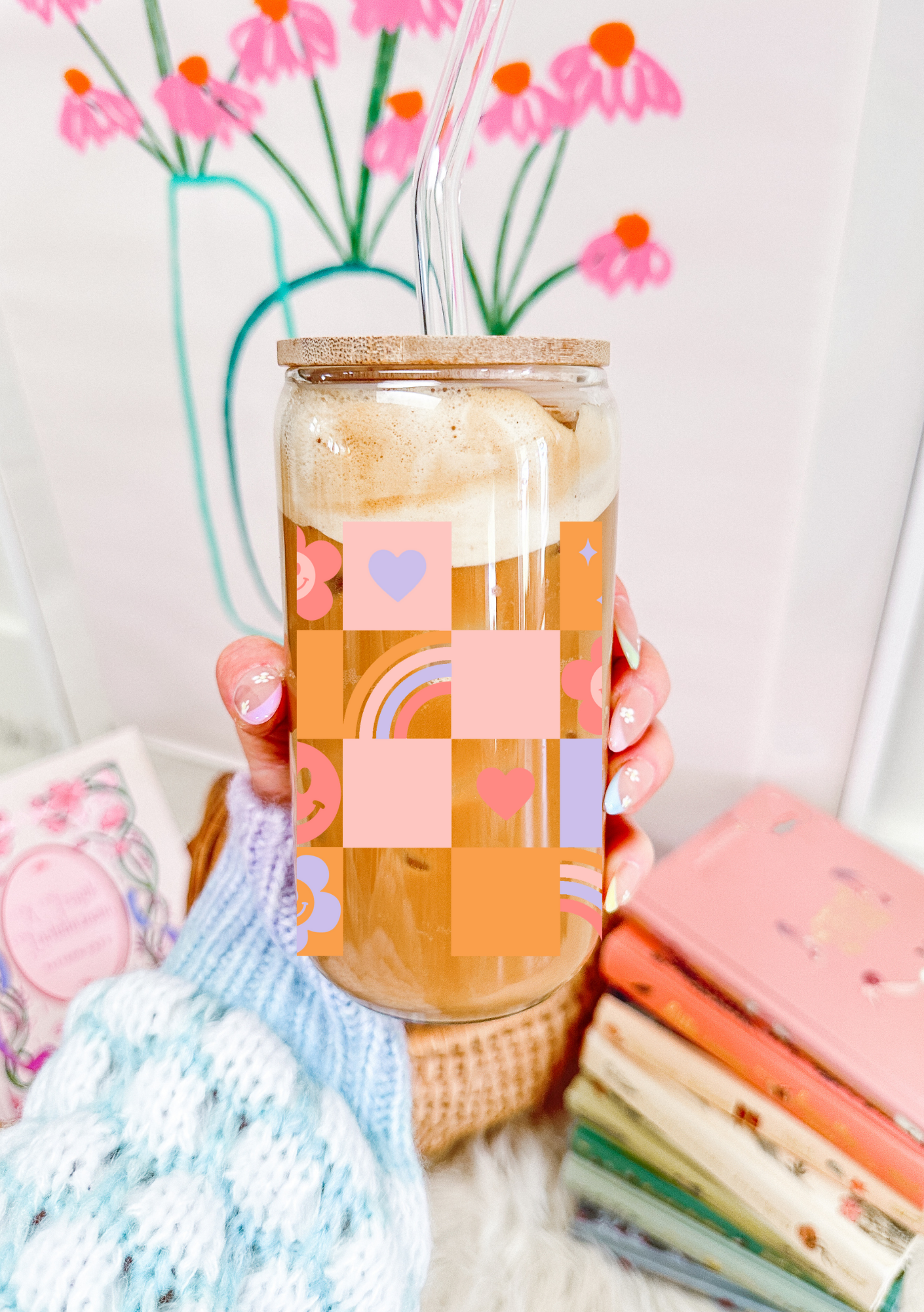 Retro Hippie Cup Glass Can