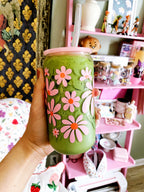 Funky Flowers Glass Can