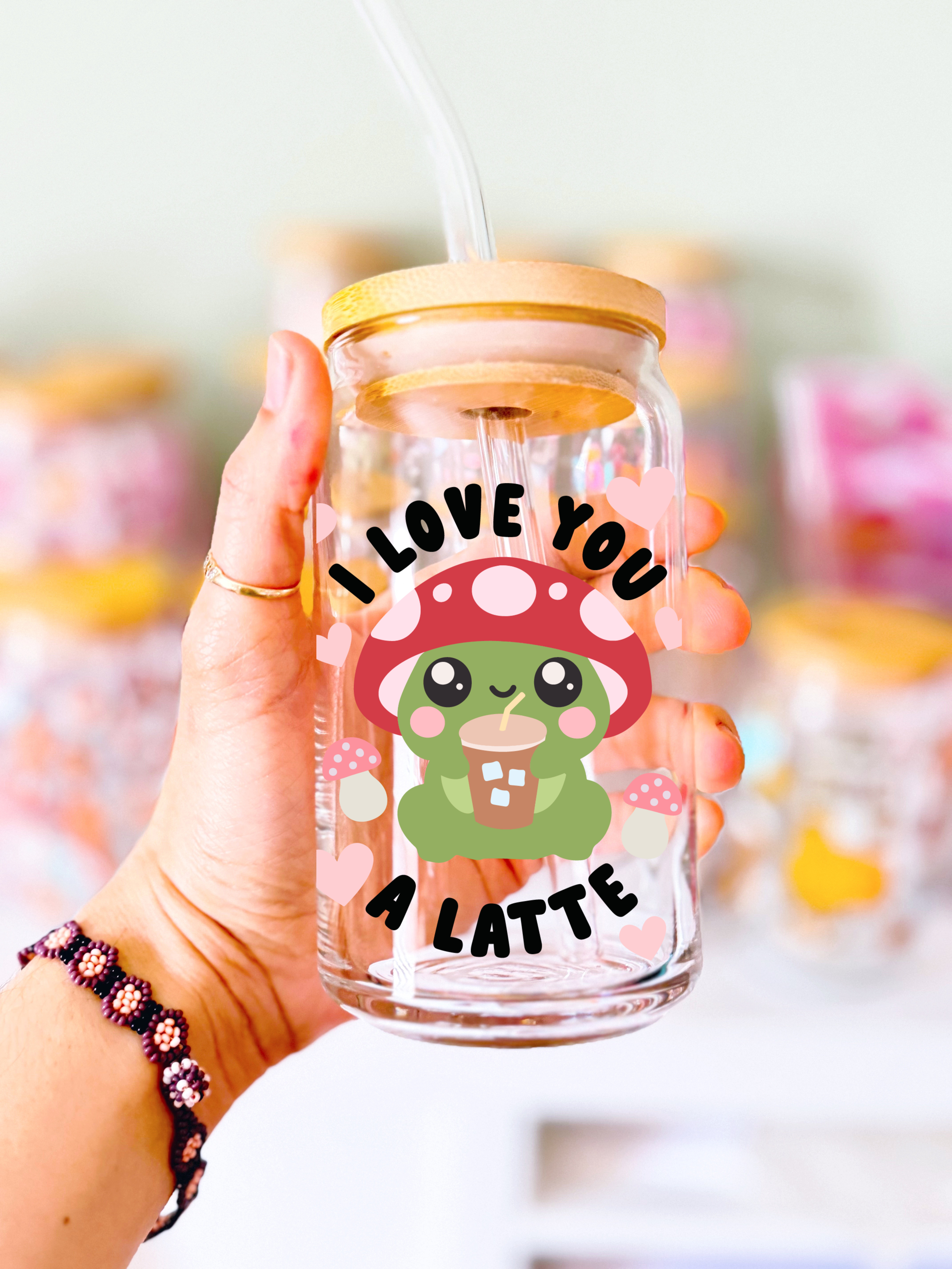 I love you A Latte Frog Glass Can