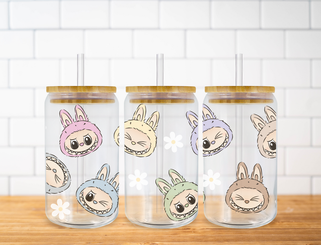 Labubu Faces Glass Can Tumbler