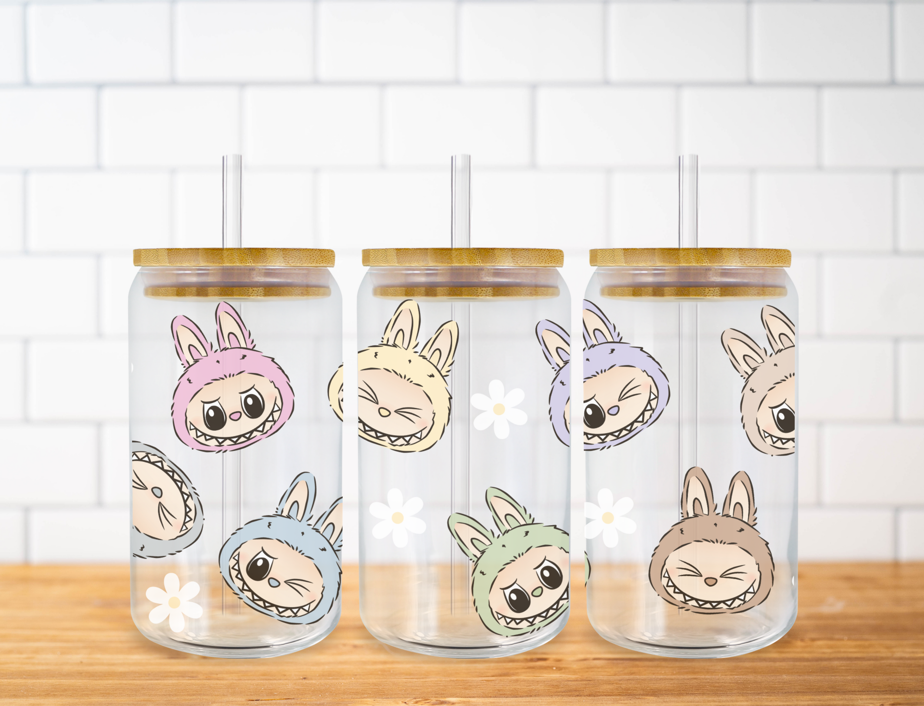 Labubu Faces Glass Can Tumbler