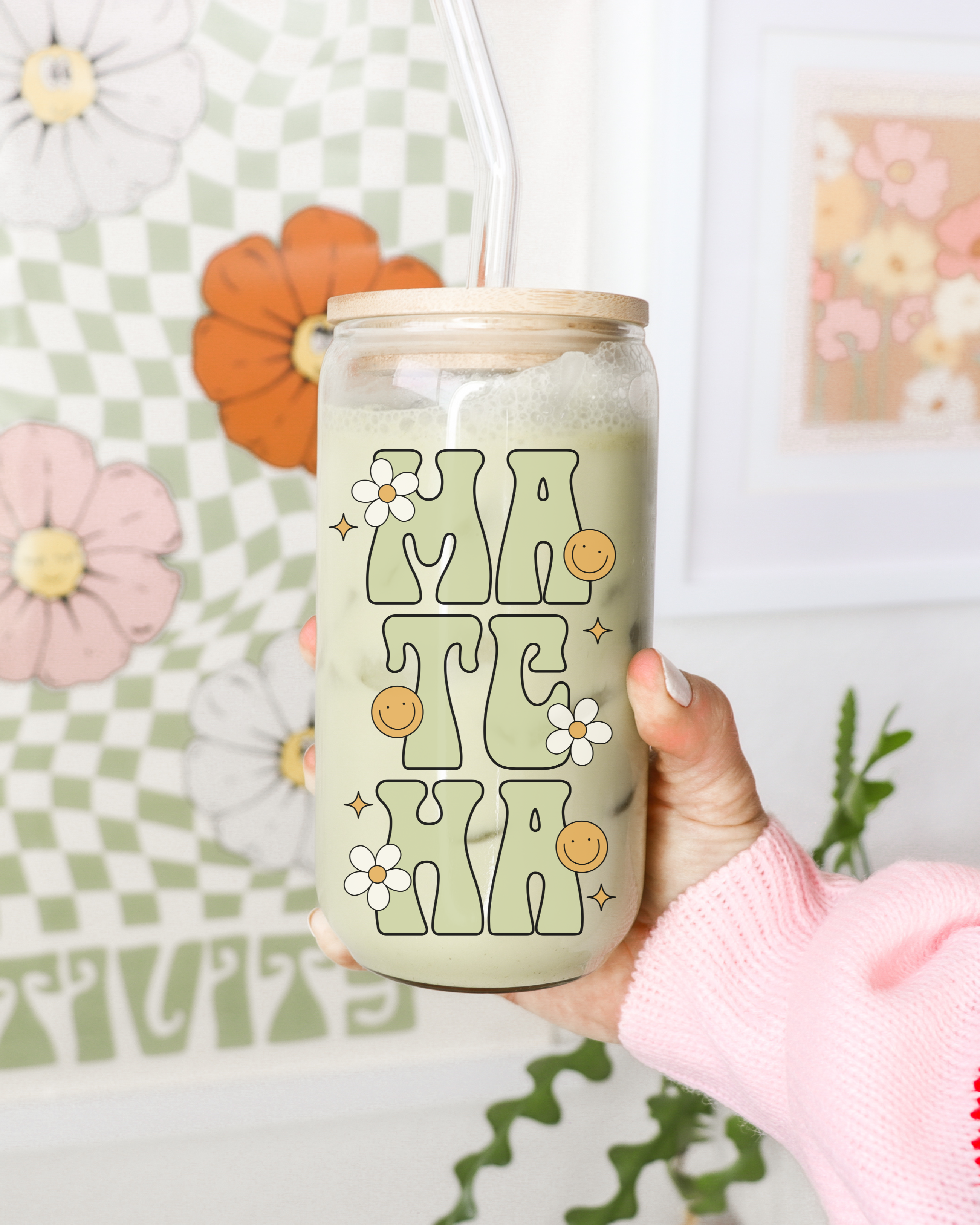 Groovy Matcha Glass Can