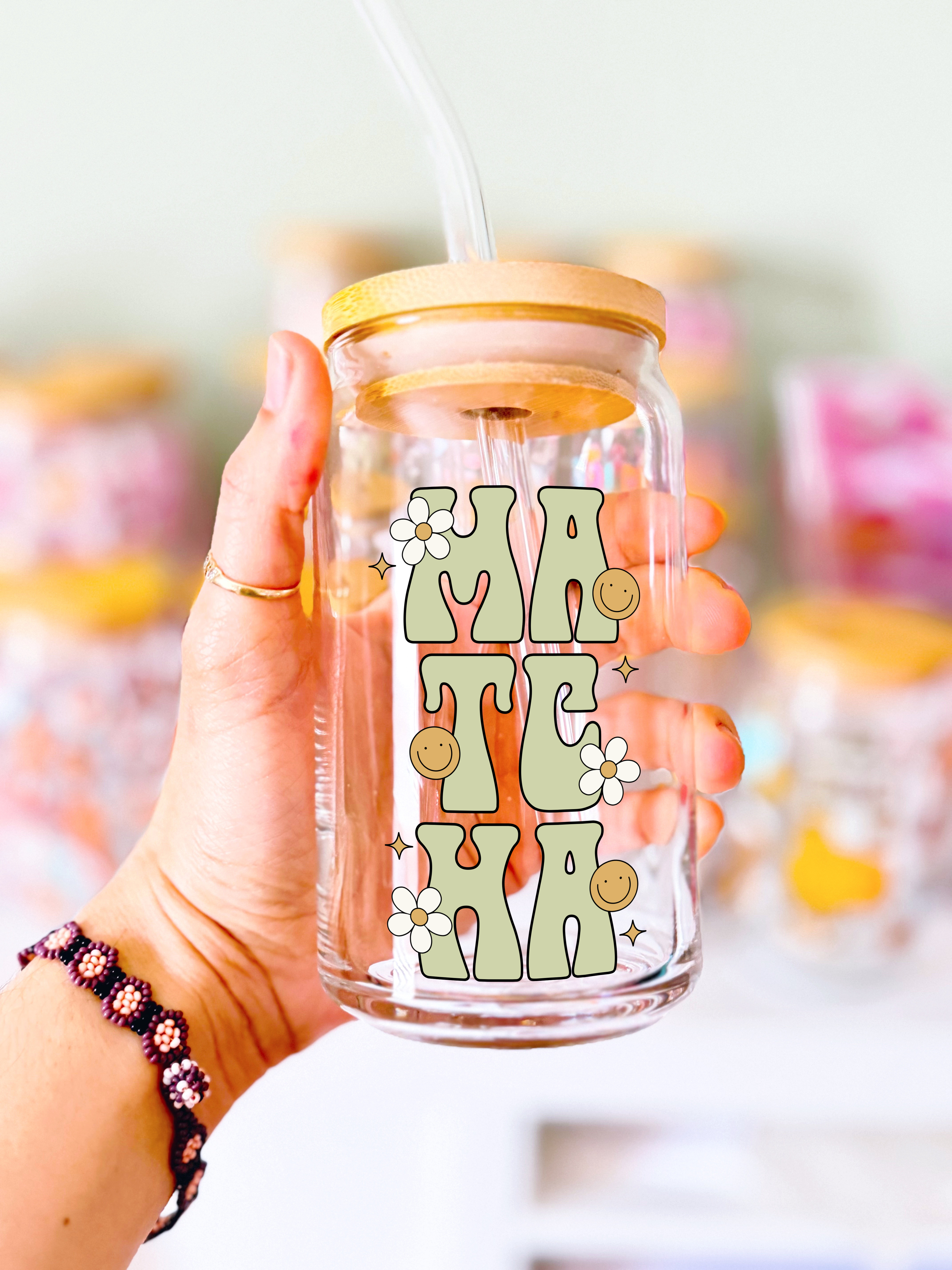 Groovy Matcha Glass Can