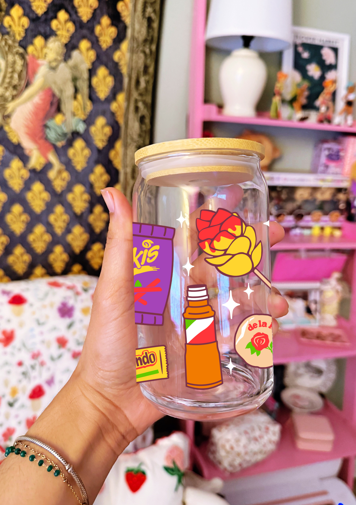 Mexican Snacks 16 oz Glass Can Tumbler