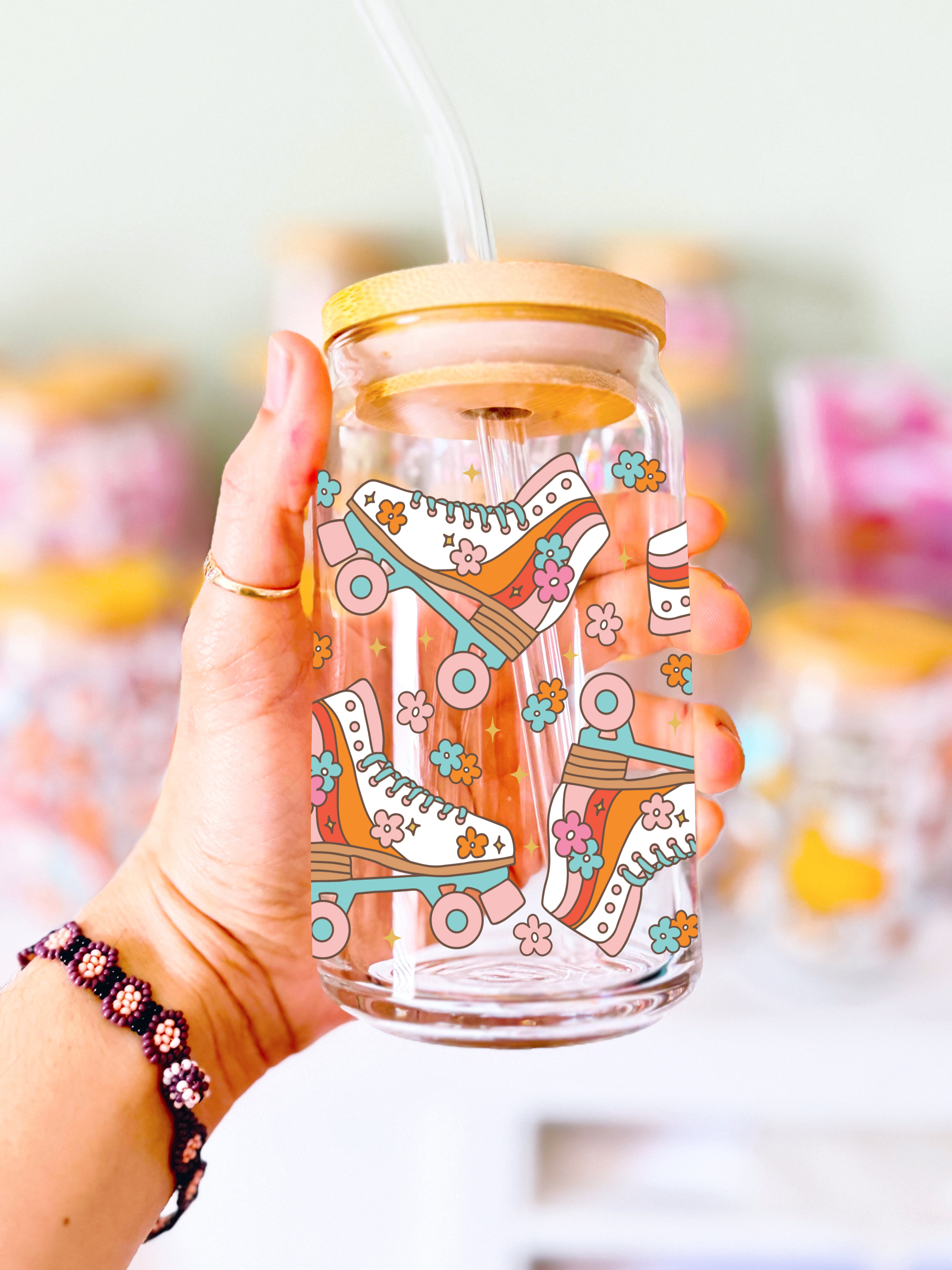 Retro Skates Glass Cup