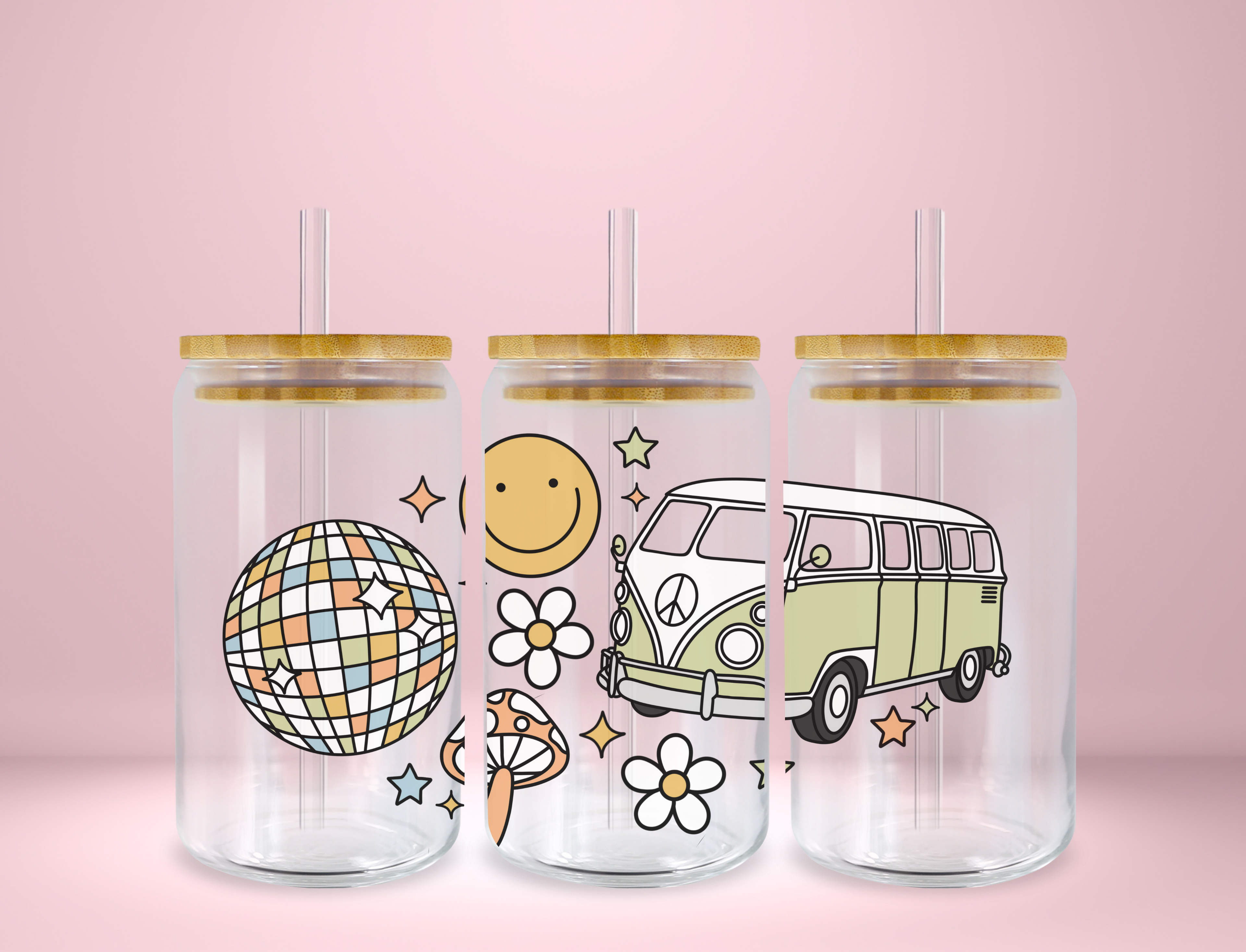 Groovy Bus Glass Can