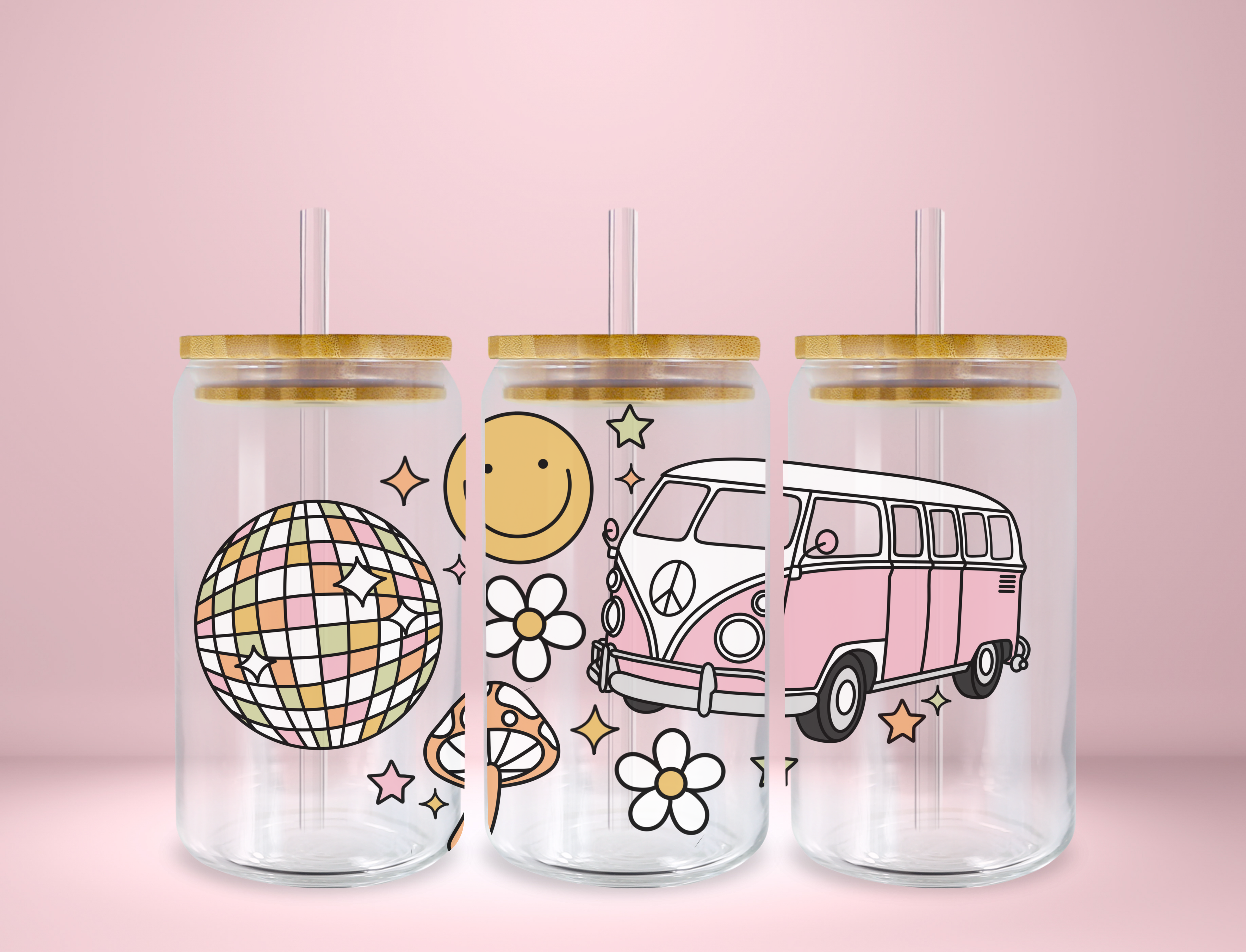 Groovy Bus Glass Can