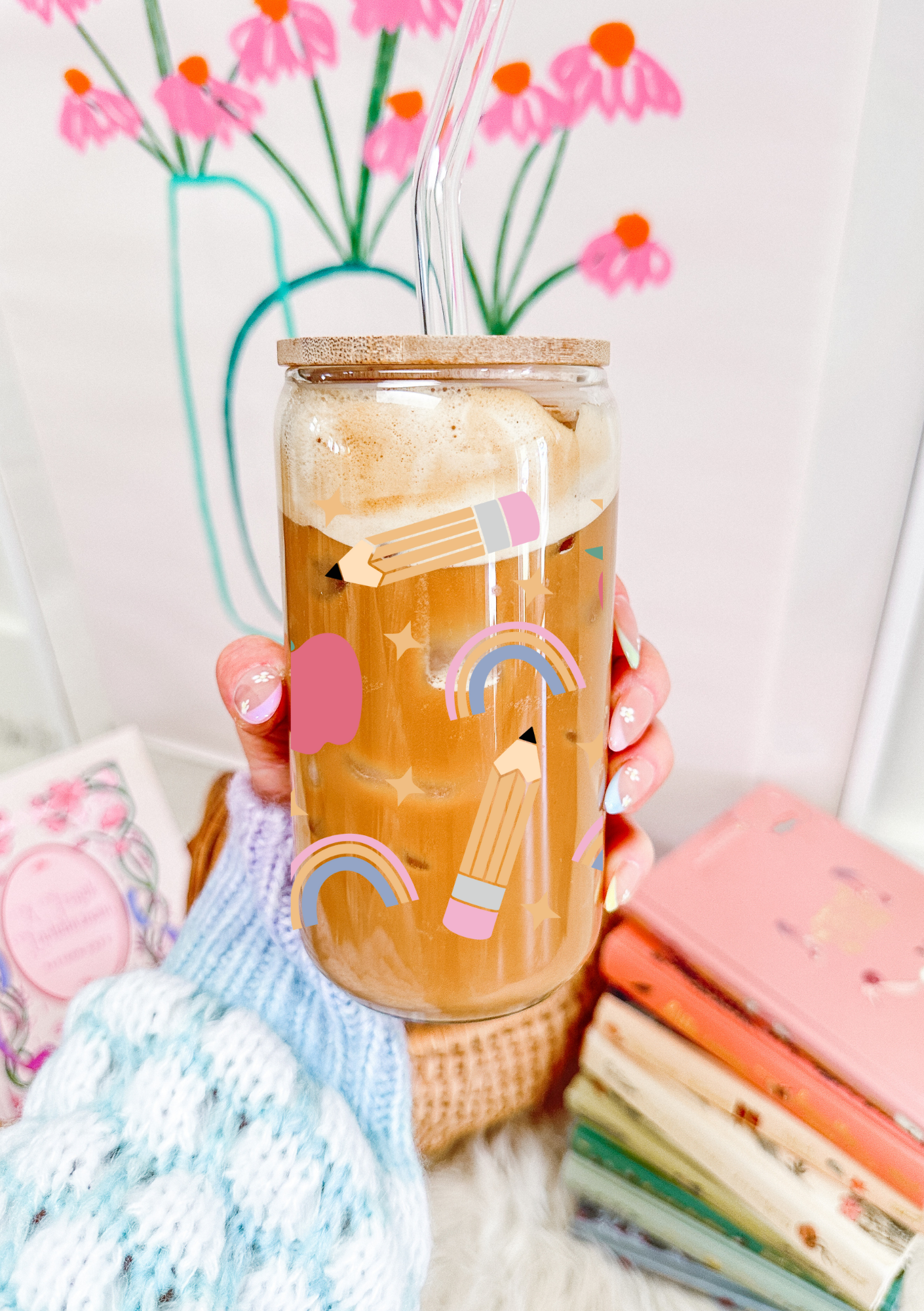 School Rainbow Glass Can