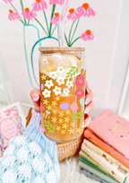 Spring Floral Glass Can