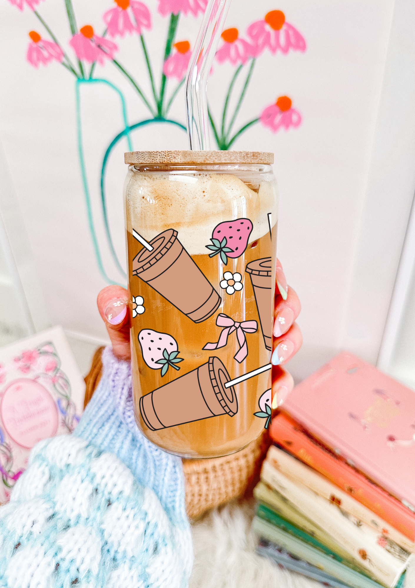 Strawberries & Iced Coffee Glass Can