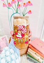 Strawberry Girl Glass Can