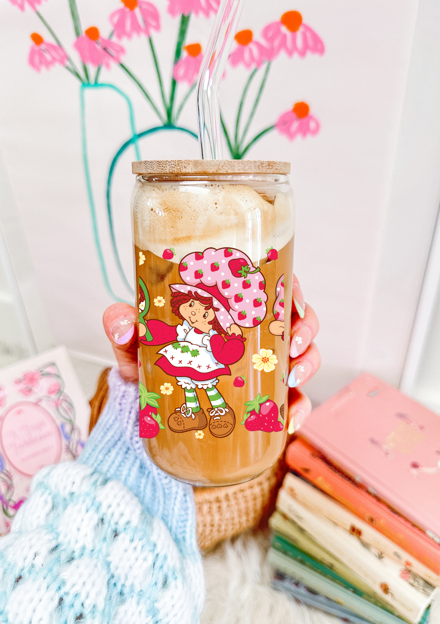 Strawberry Girl Glass Can