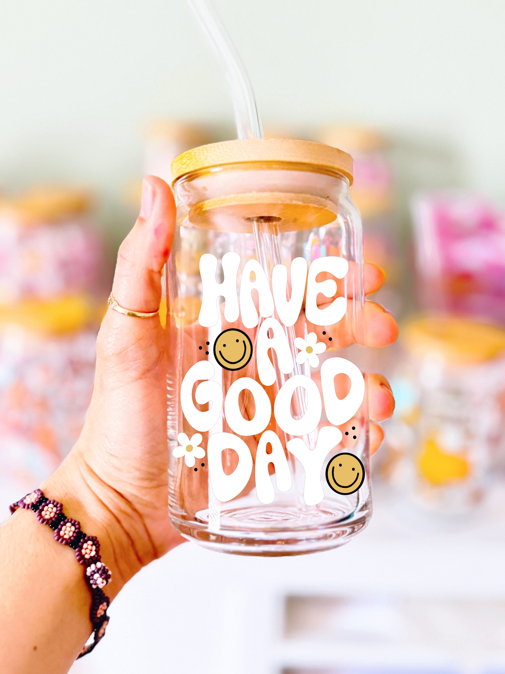 Have a good day! Glass Can Cup
