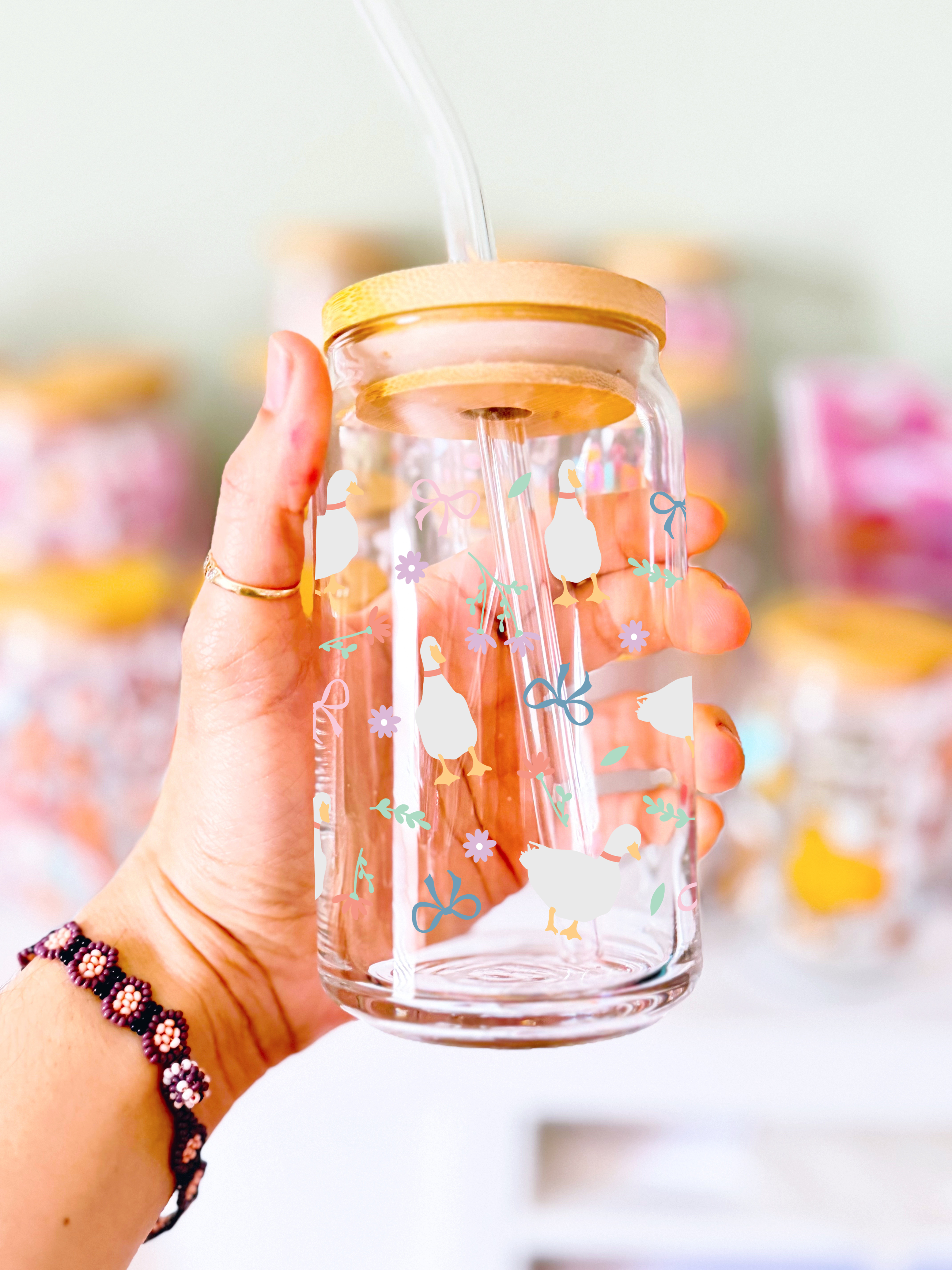 Country Cottage Duck Glass Can