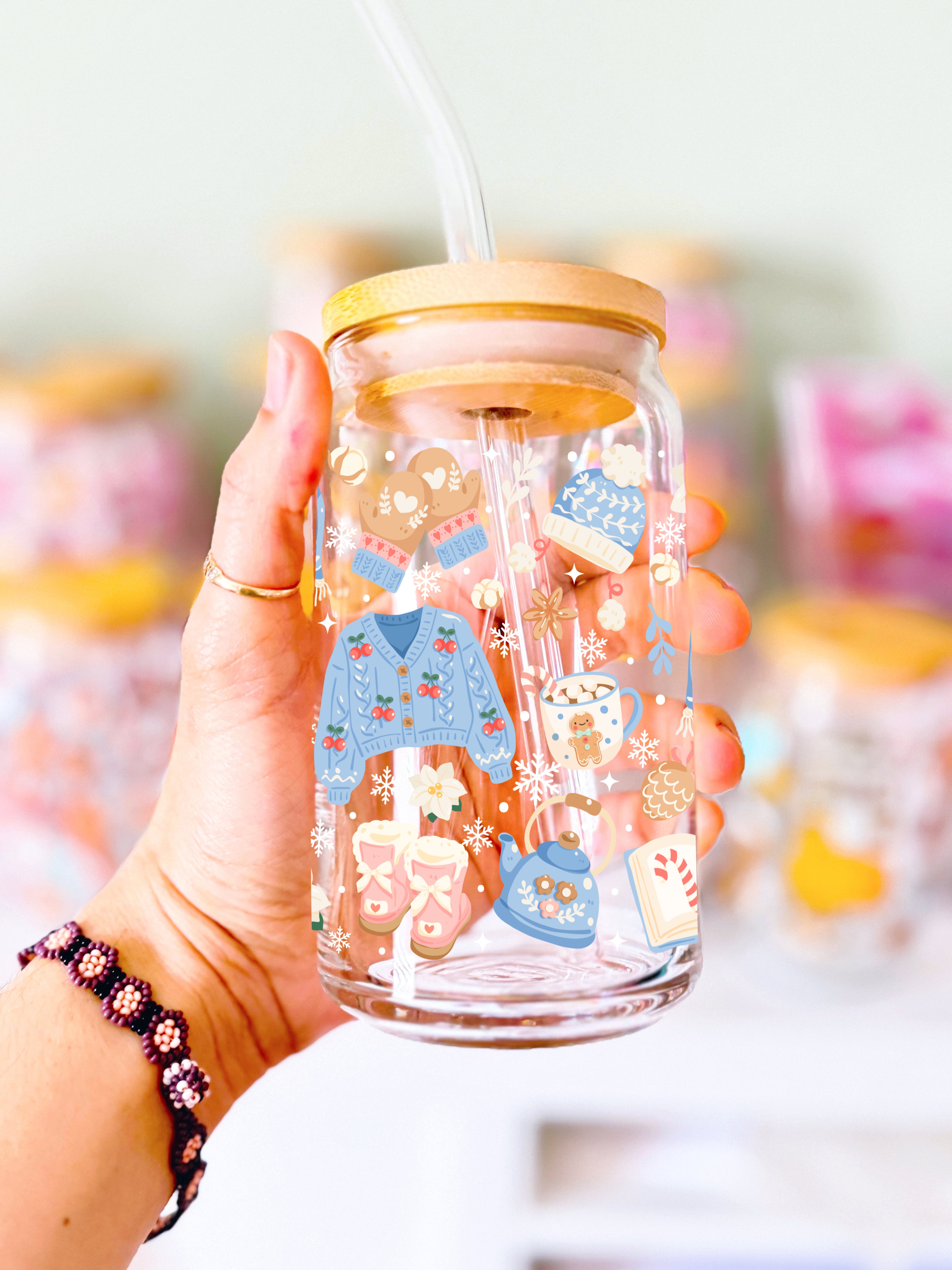 Cozy Winter Glass Can