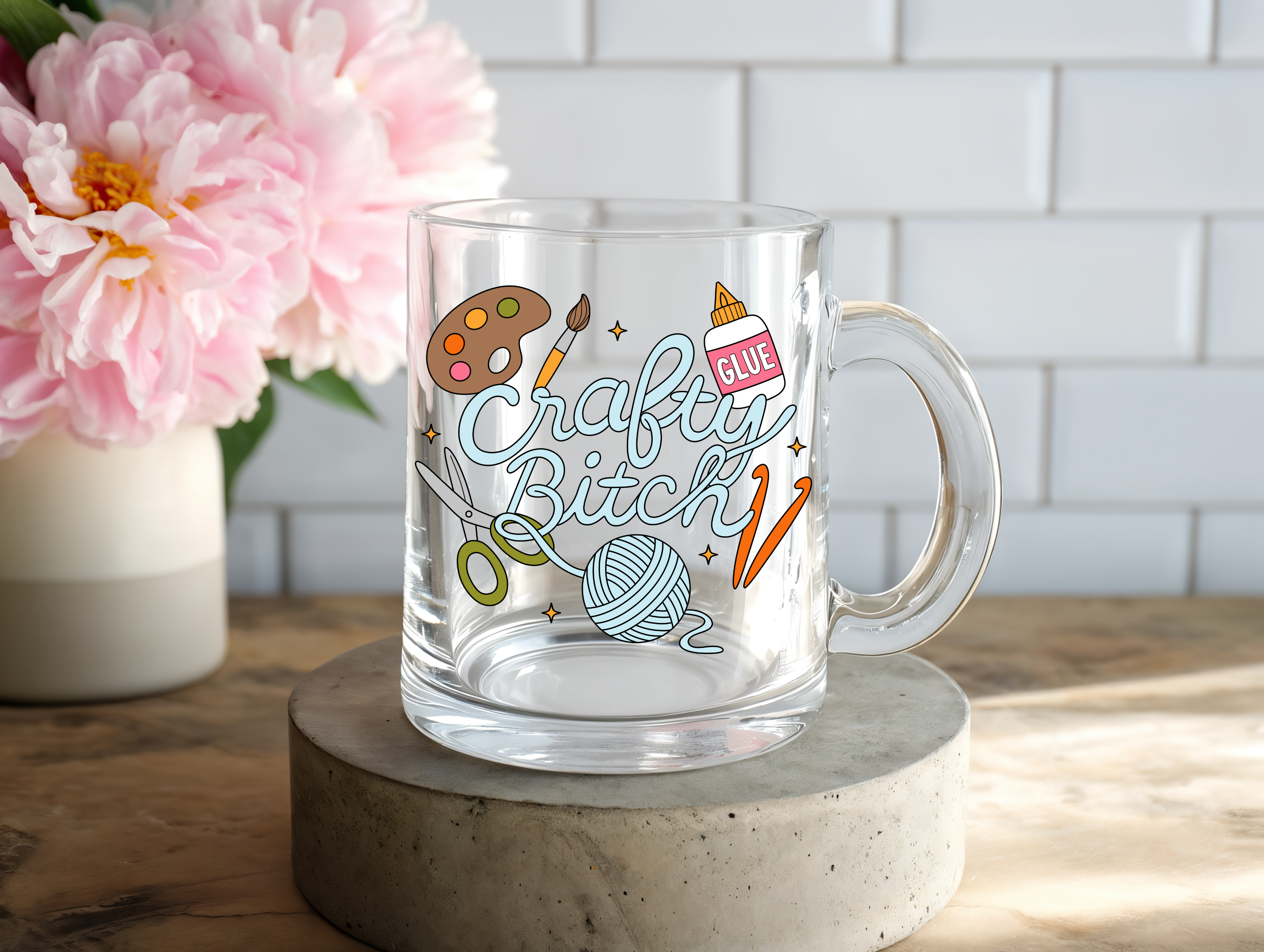 Crafty Bitch Glass Mug
