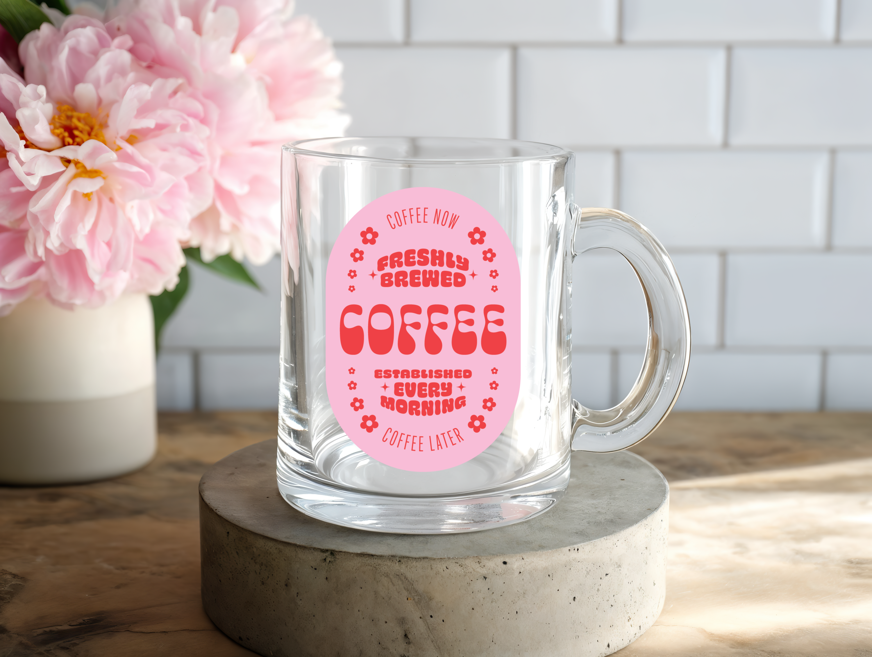 Coffee Now Coffee Later Glass Mug
